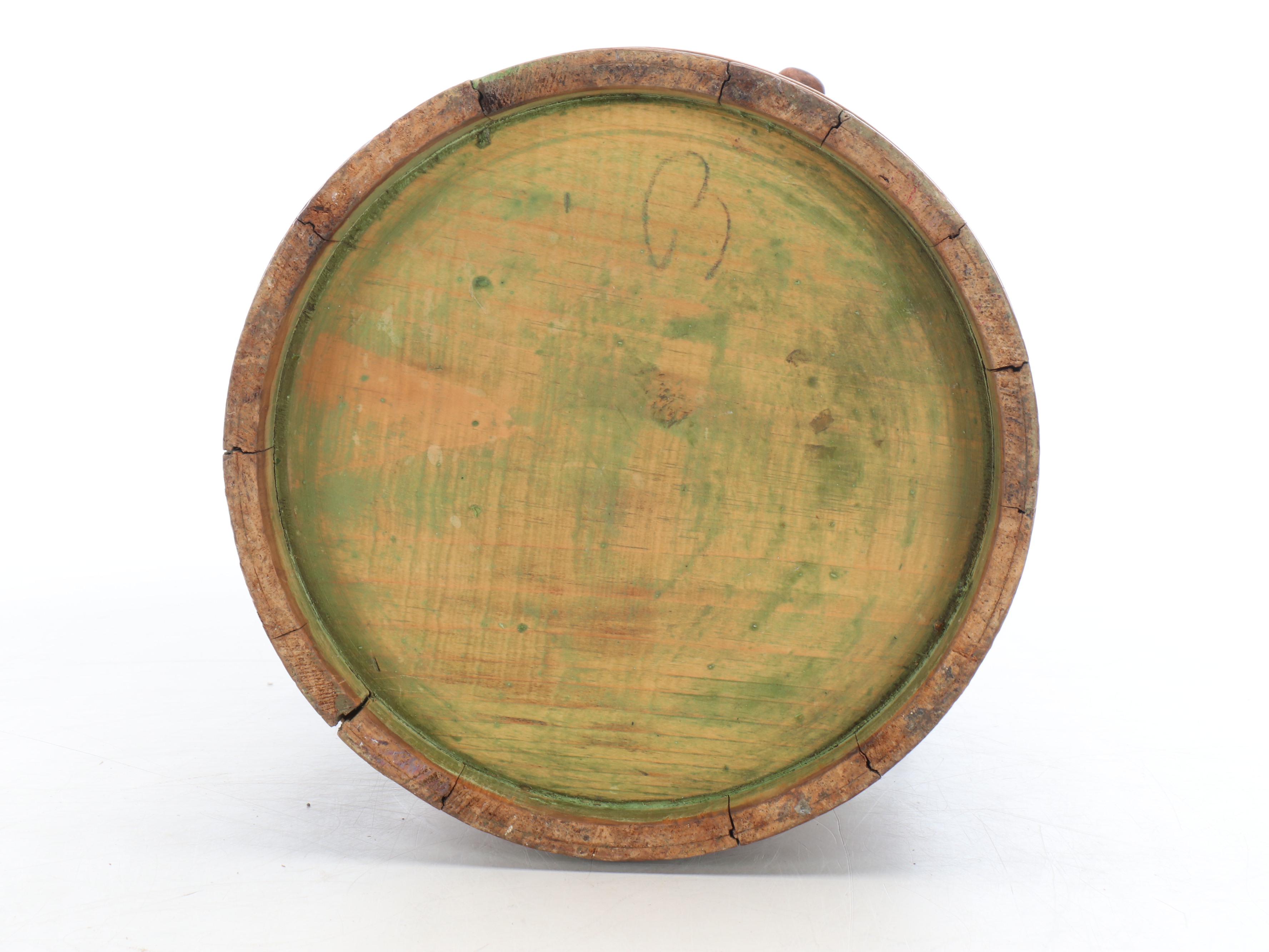 Wooden Firkin with Painted Wood Apples