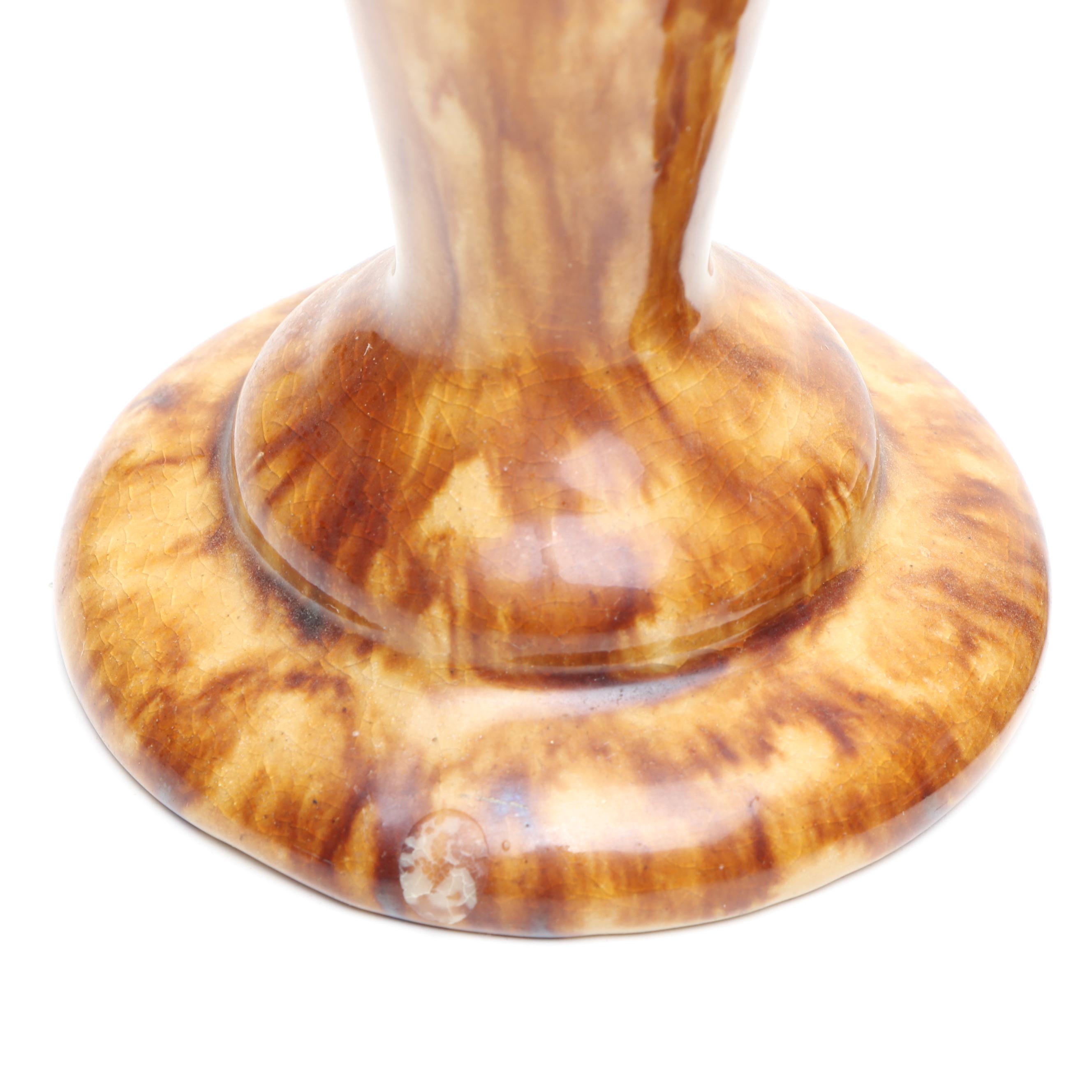 Bennington Rockingham Glazed Ceramic Candlesticks and Platter, 19th Century