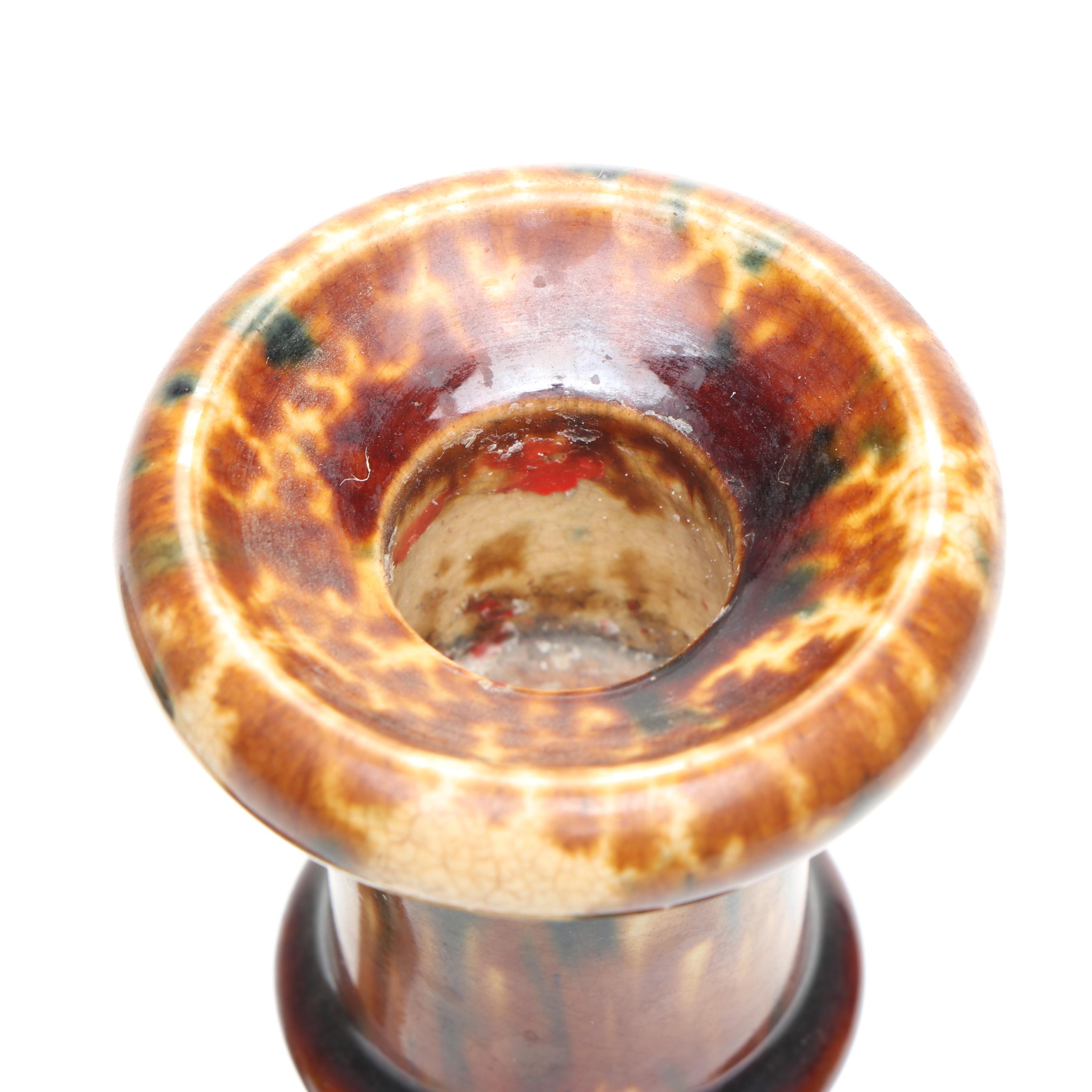 Bennington Rockingham Glazed Ceramic Candlesticks and Platter, 19th Century