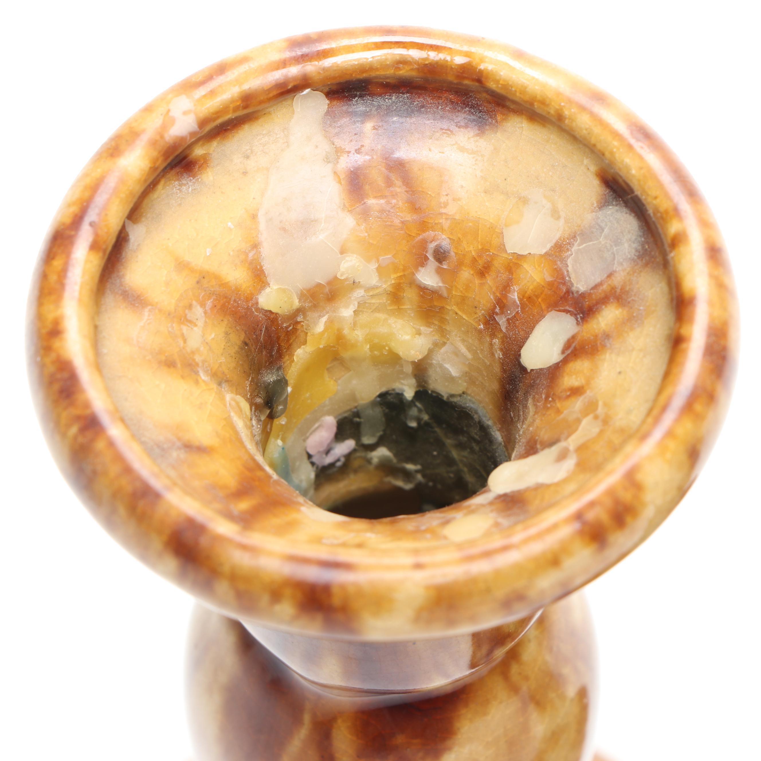 Bennington Rockingham Glazed Ceramic Candlesticks and Platter, 19th Century