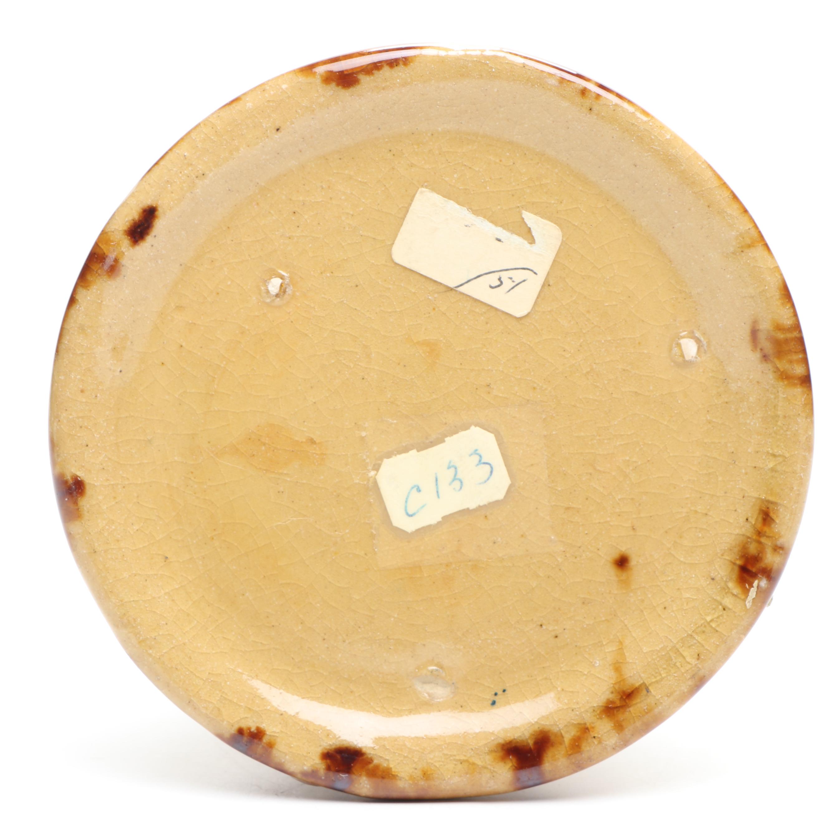 Bennington Rockingham Glazed Ceramic Candlesticks and Platter, 19th Century