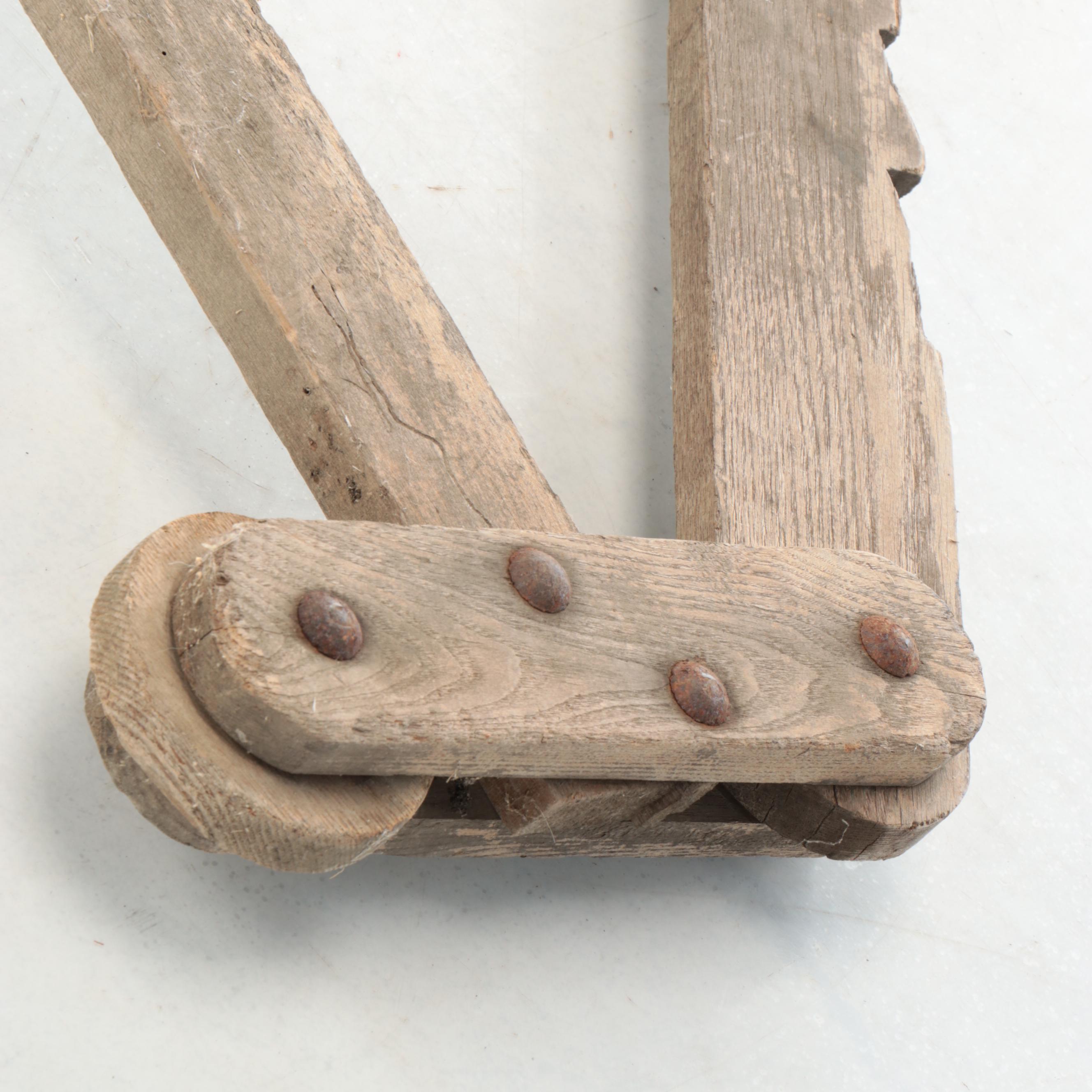 Antique Notched Wood Wagon Jack