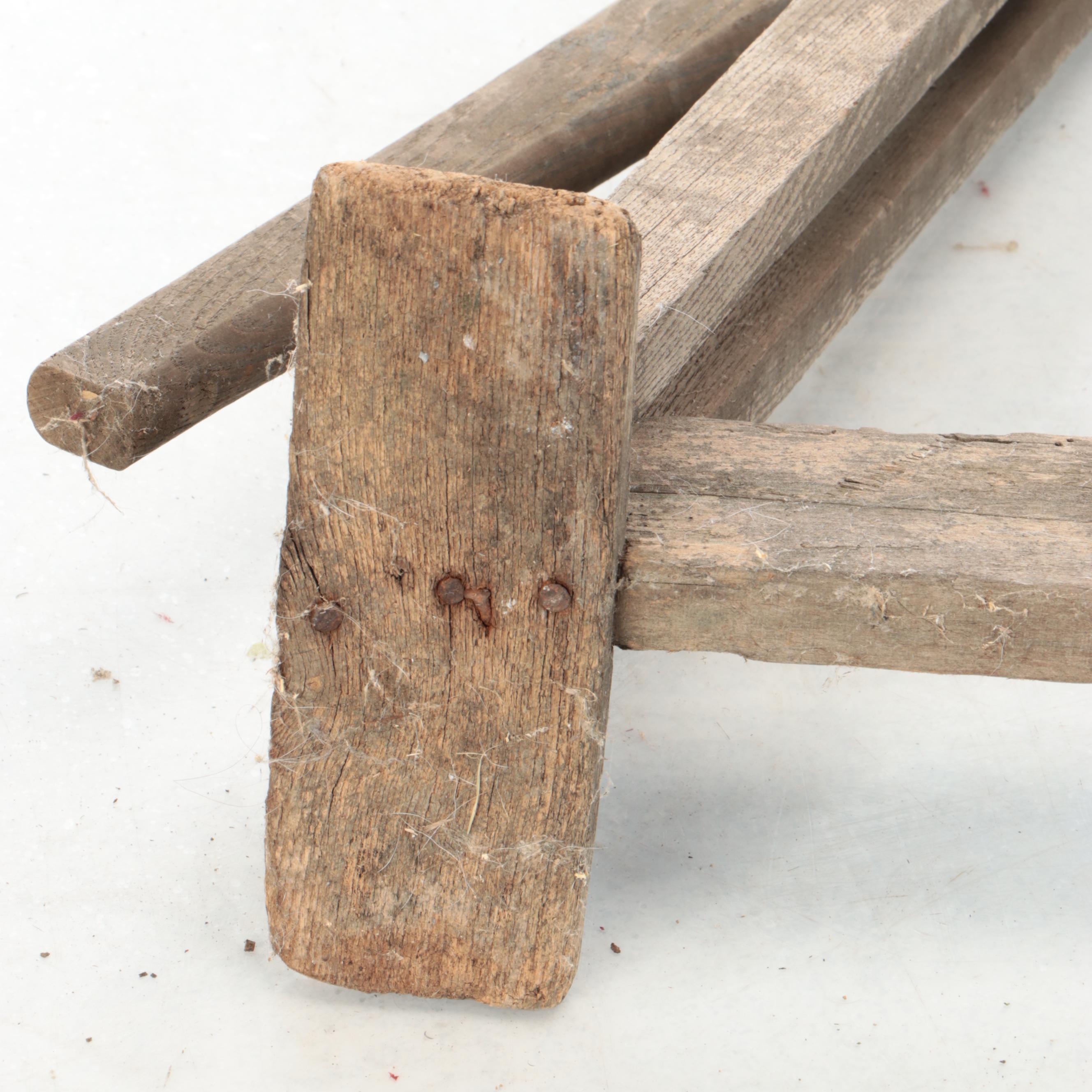 Antique Notched Wood Wagon Jack