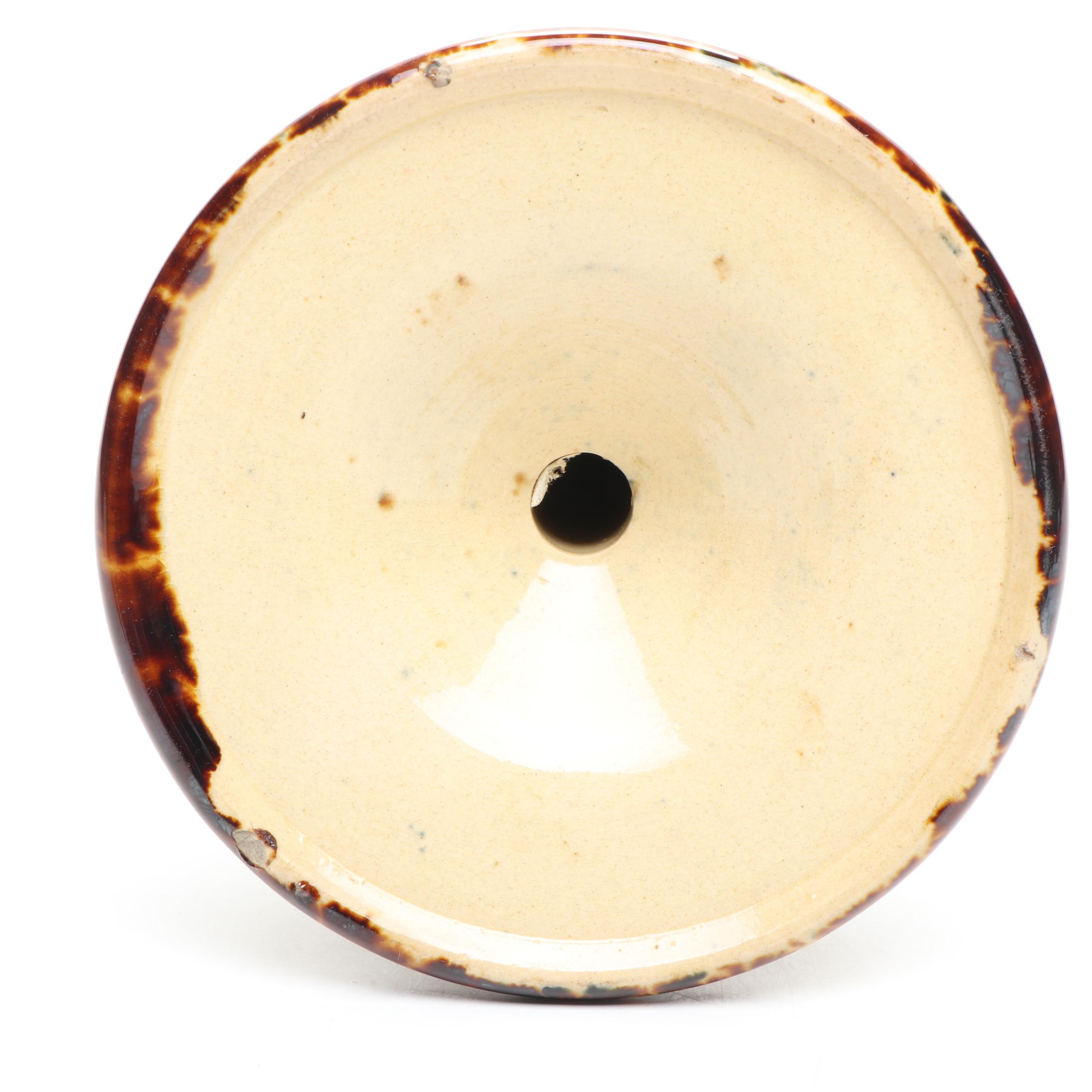 Bennington Rockingham Glazed Ceramic Candlesticks and Platter, 19th Century