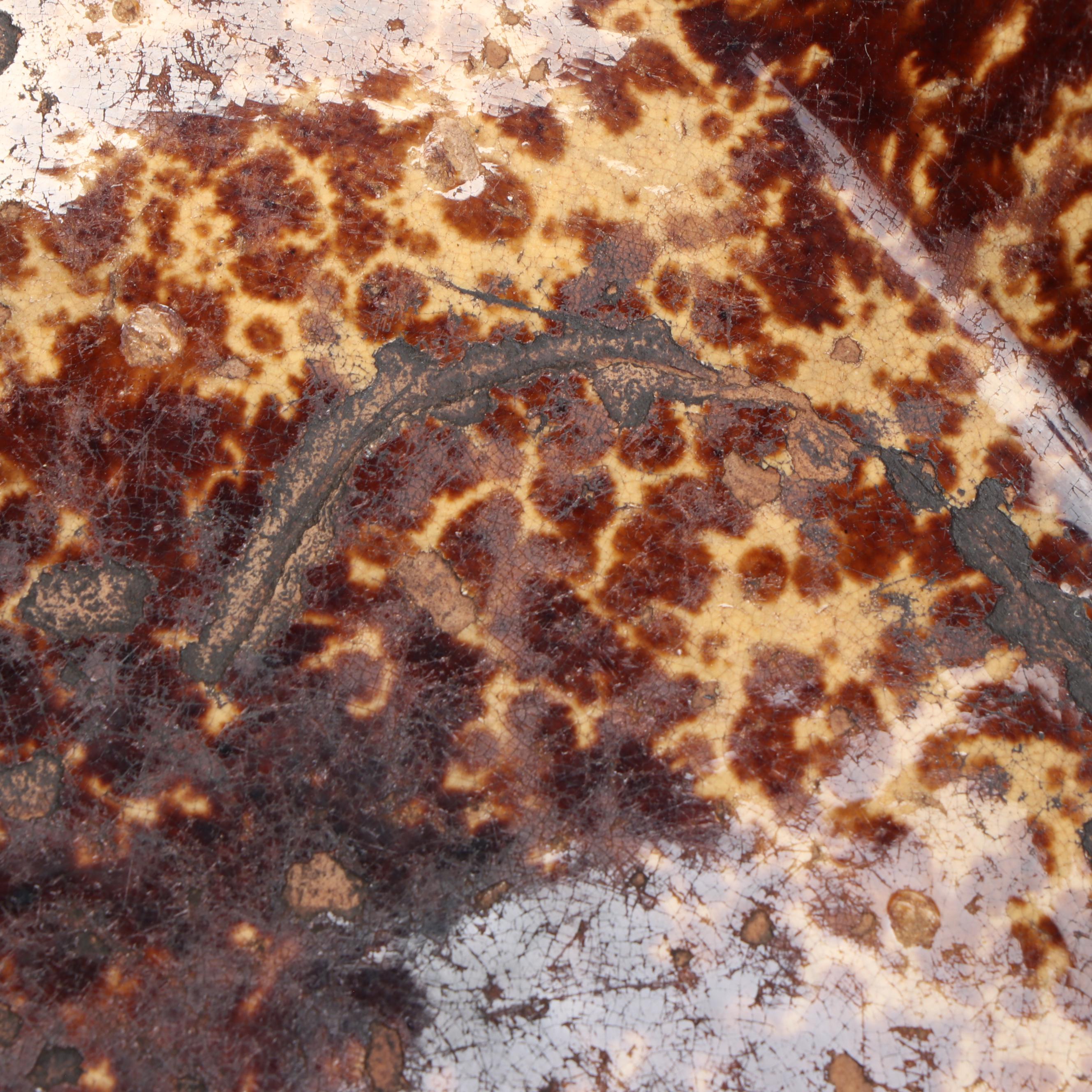 Bennington Rockingham Glazed Ceramic Candlesticks and Platter, 19th Century