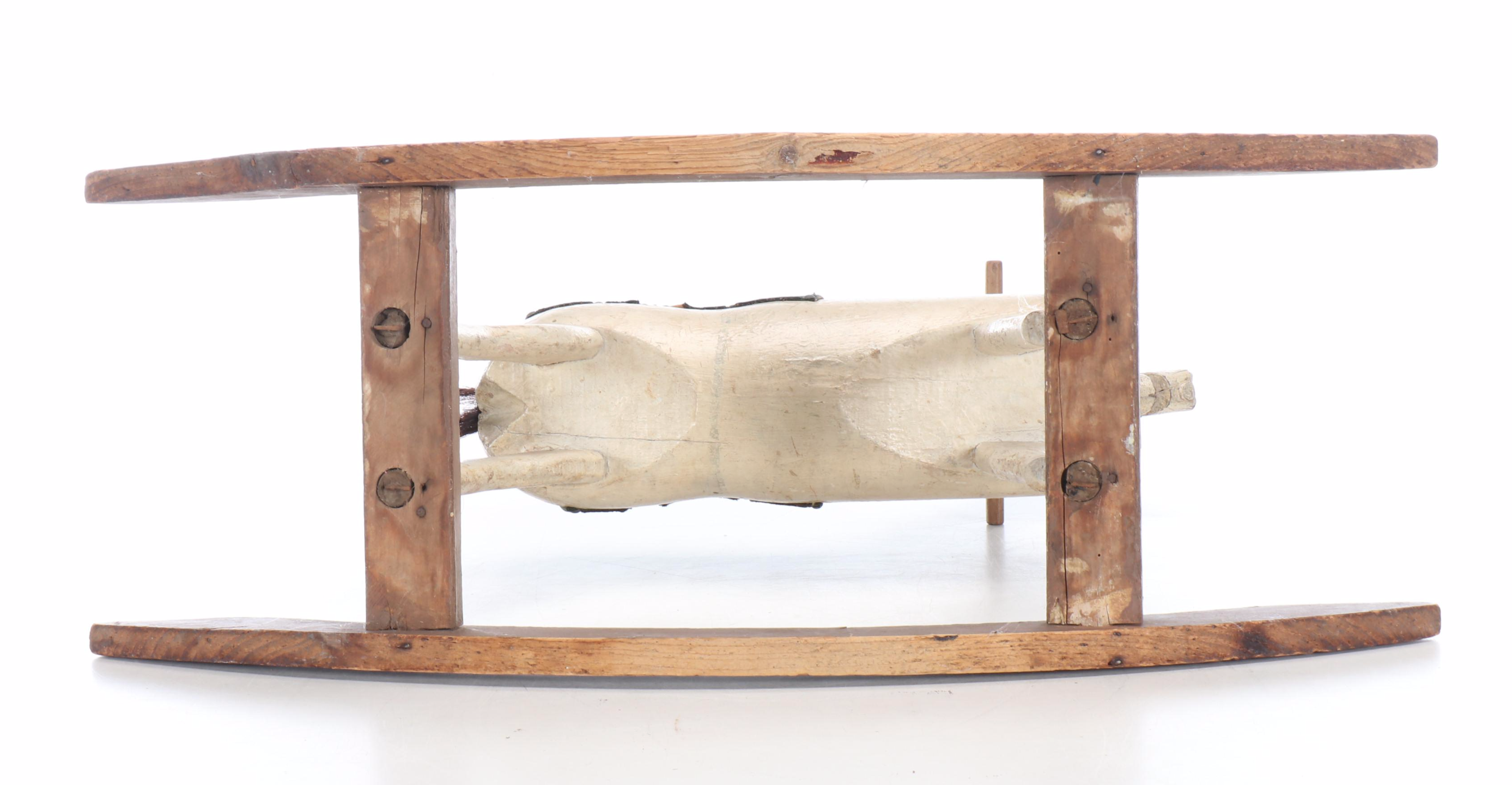 Primitive Style Polychrome Wood Rocking Horse, 20th Century