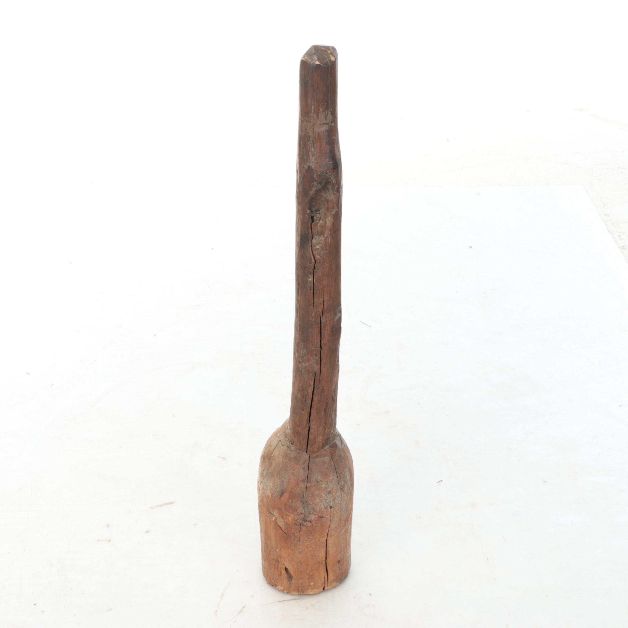 Carved Wood Grain Pestle or Masher, Antique