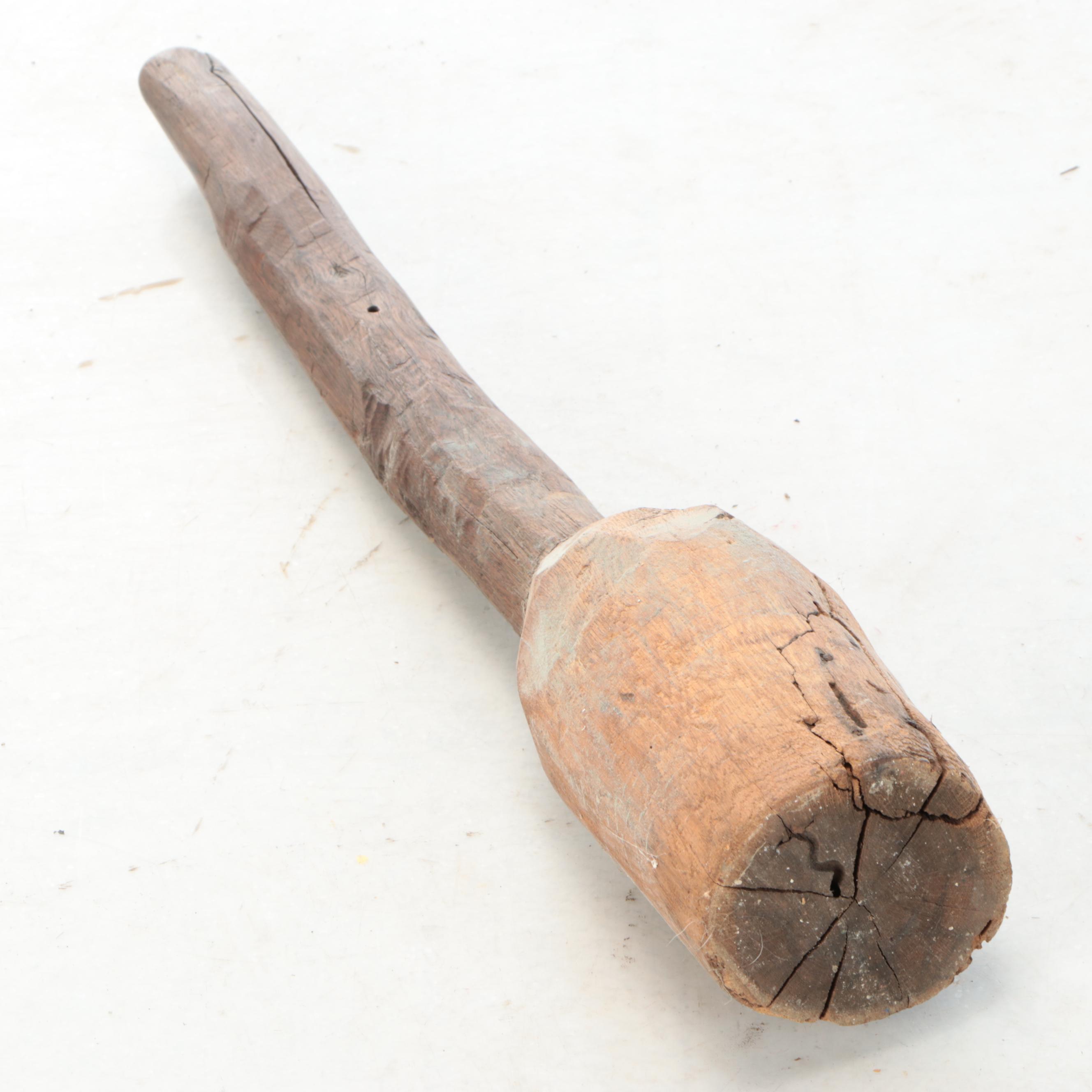 Carved Wood Grain Pestle or Masher, Antique