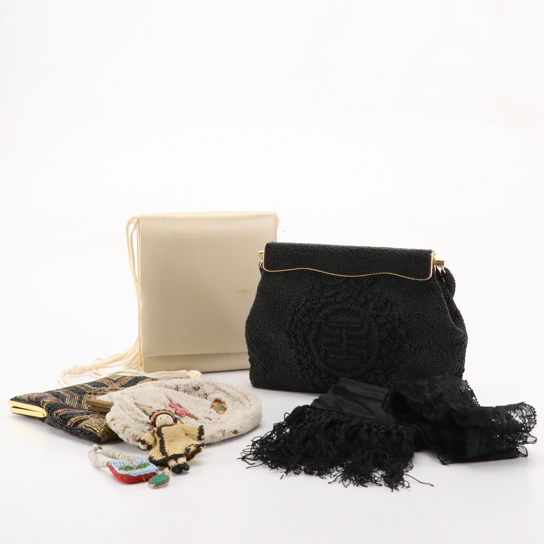 Walborg Glass Bead Bag, French Microbead/Petit Point Purse, and More