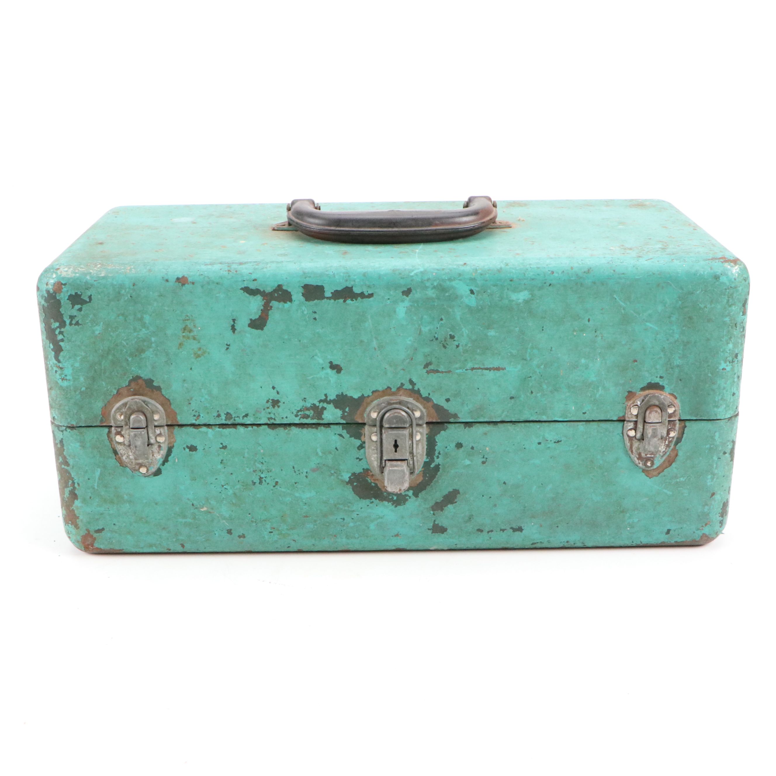 Vintage Tackle Box with Fishing Gear