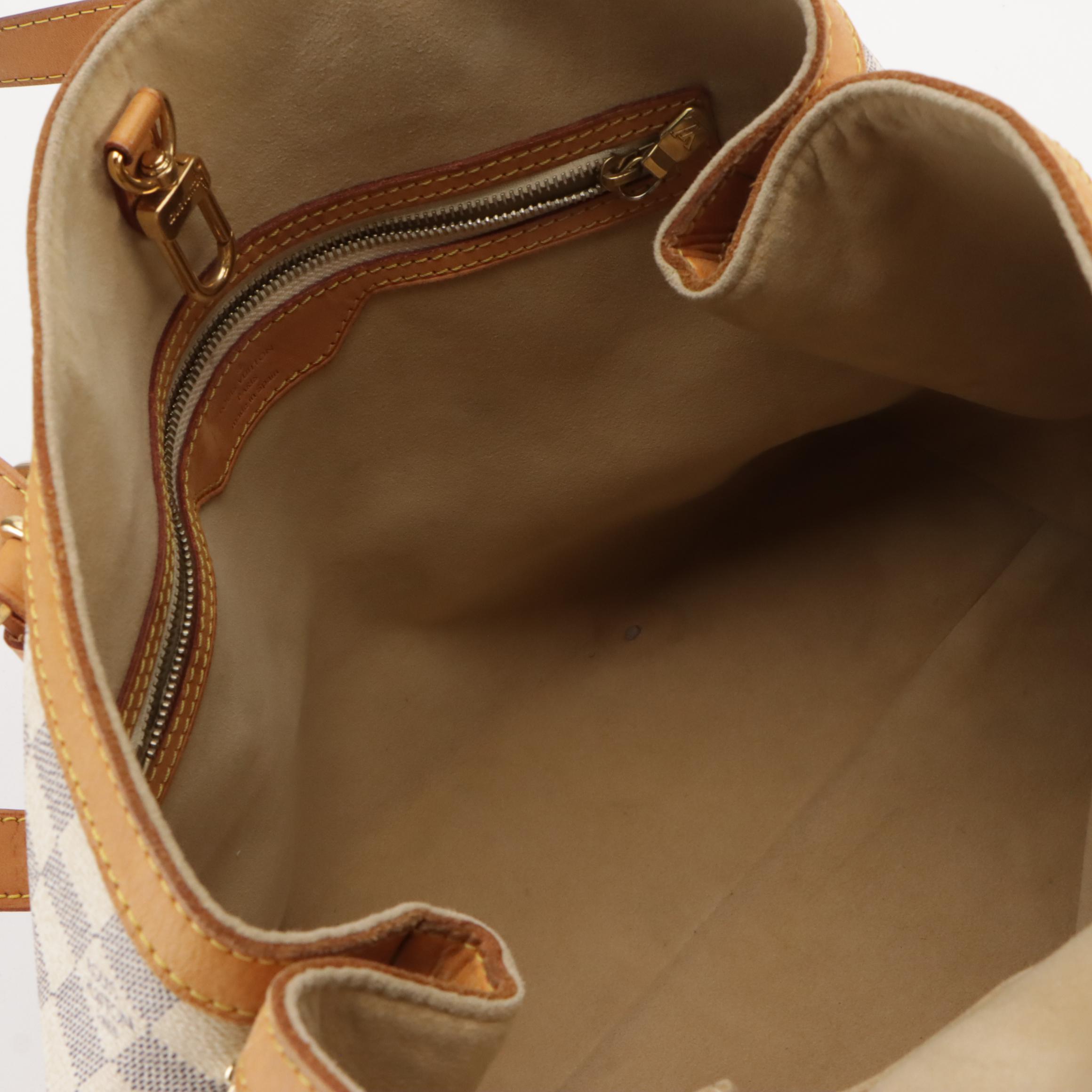 Louis Vuitton Hampstead MM Bag in Damier Azur Canvas and Vachetta Leather