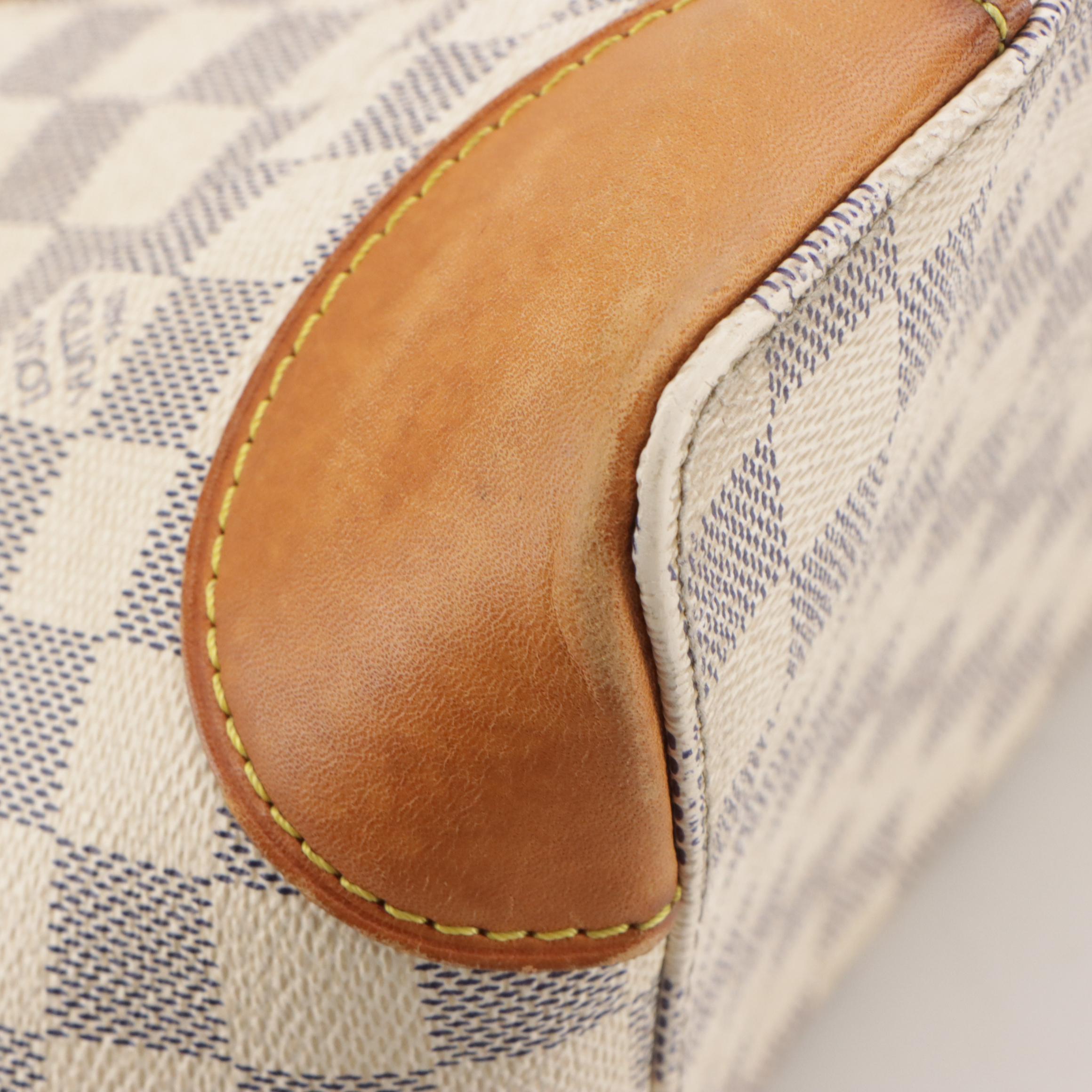 Louis Vuitton Hampstead MM Bag in Damier Azur Canvas and Vachetta Leather