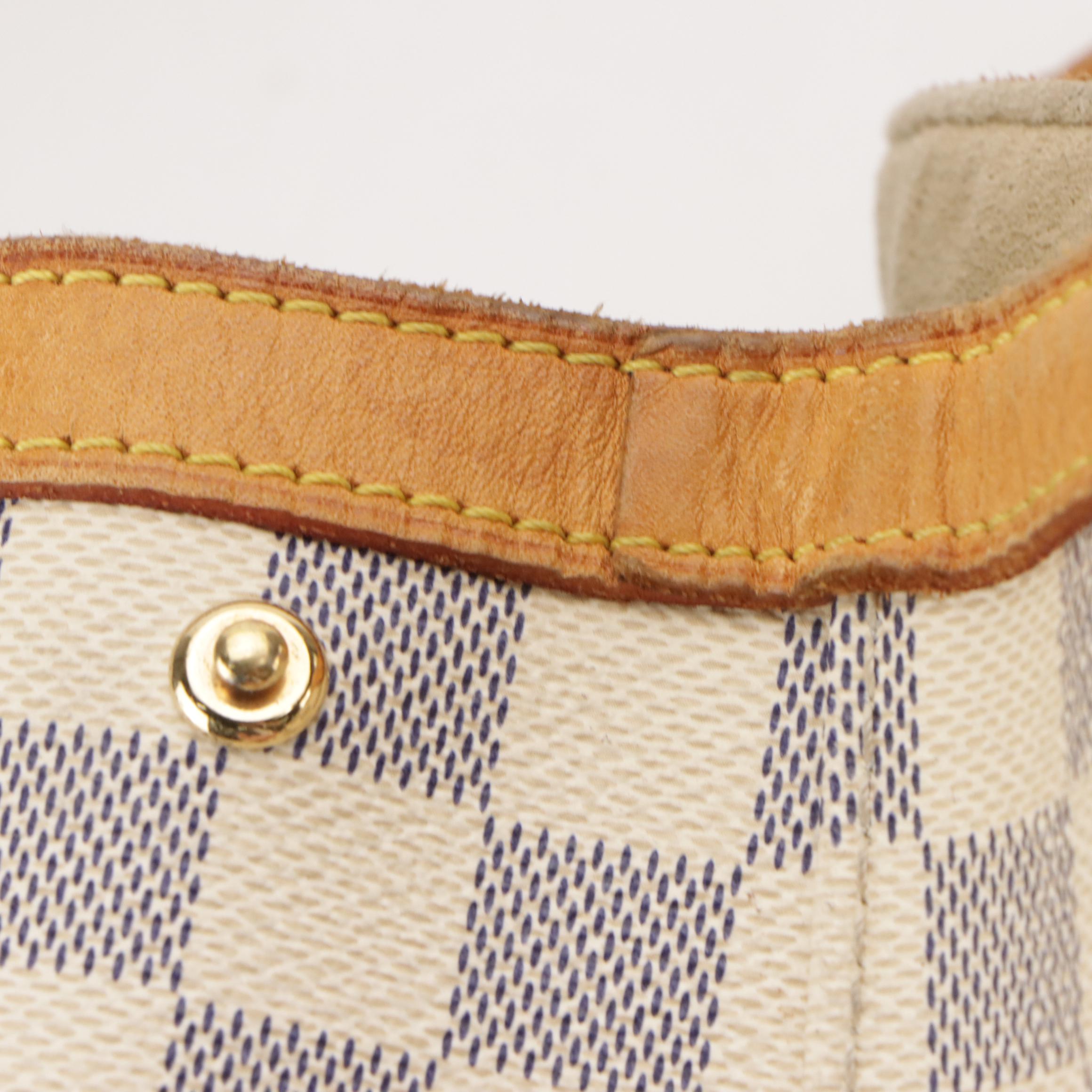 Louis Vuitton Hampstead MM Bag in Damier Azur Canvas and Vachetta Leather