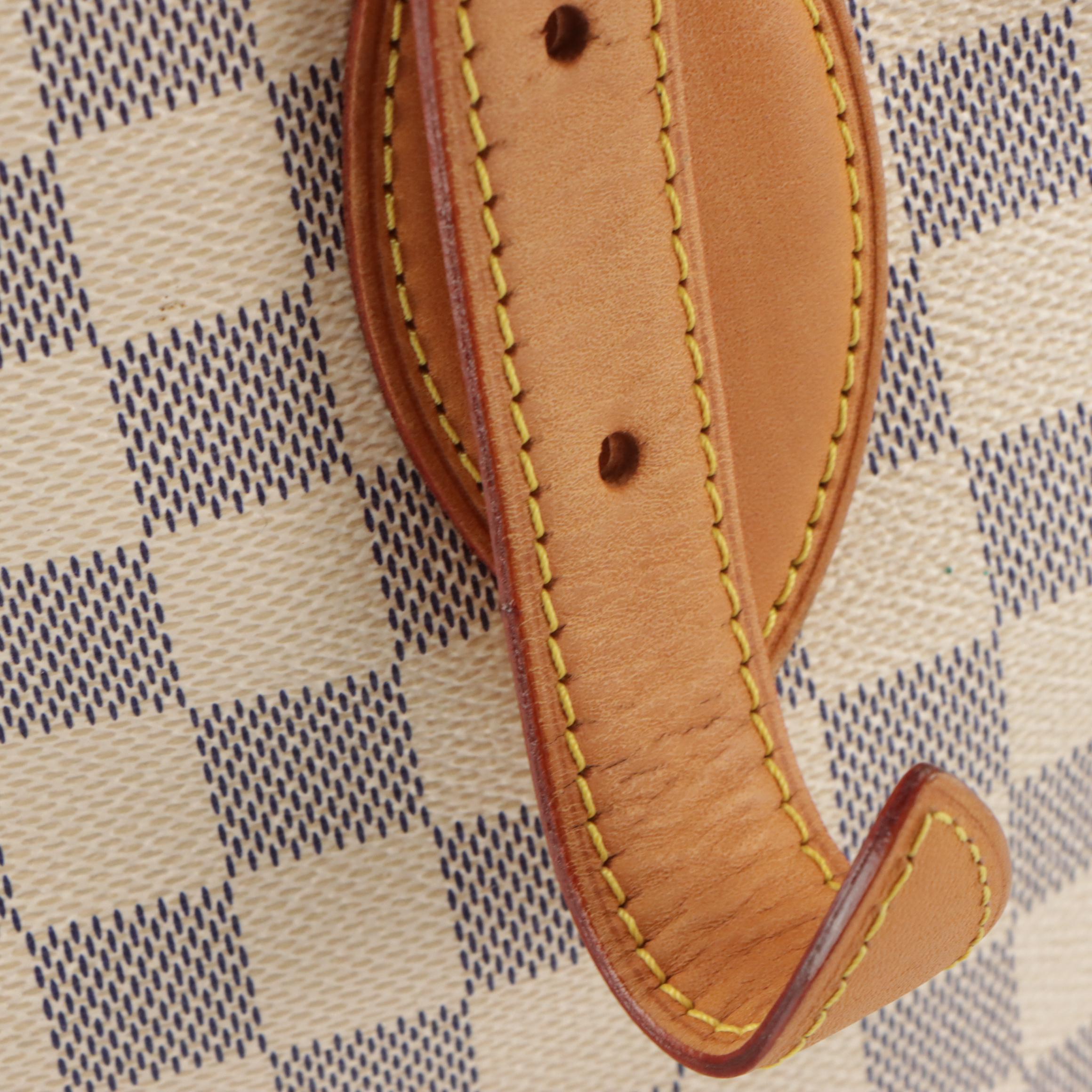 Louis Vuitton Hampstead MM Bag in Damier Azur Canvas and Vachetta Leather