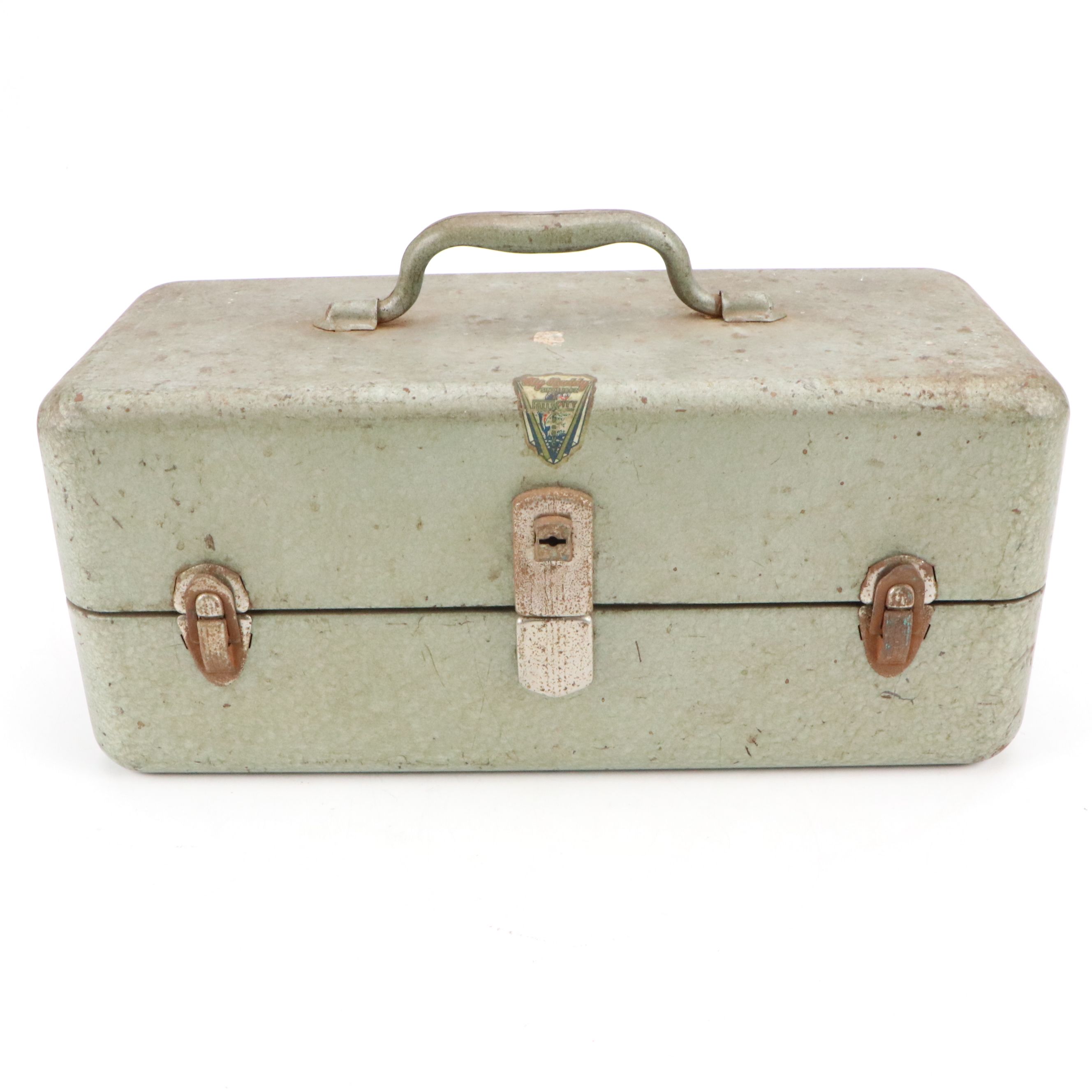 Falls City "My Buddy" Metal Tackle Box with Assorted Supplies, 1950s-1960s