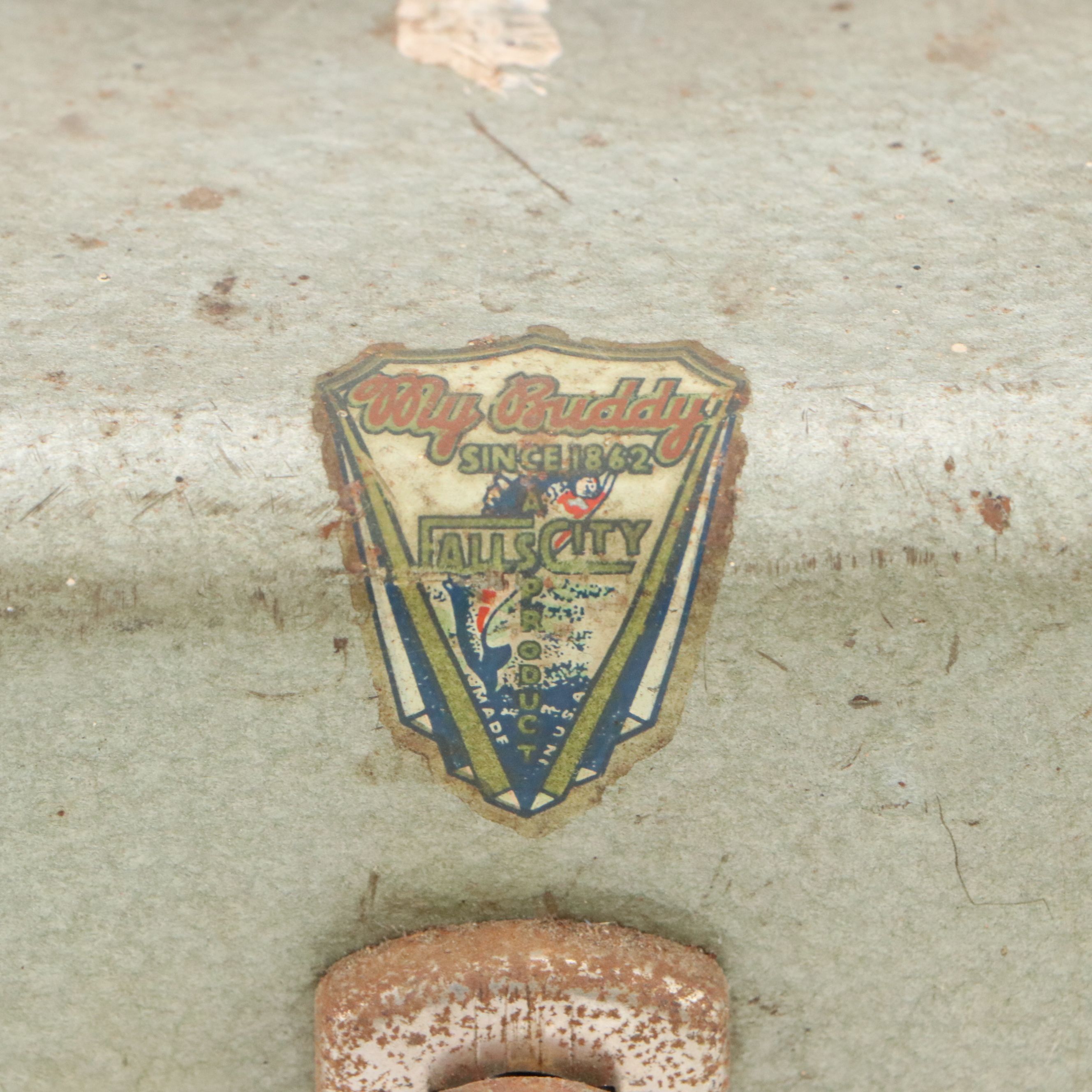 Falls City "My Buddy" Metal Tackle Box with Assorted Supplies, 1950s-1960s