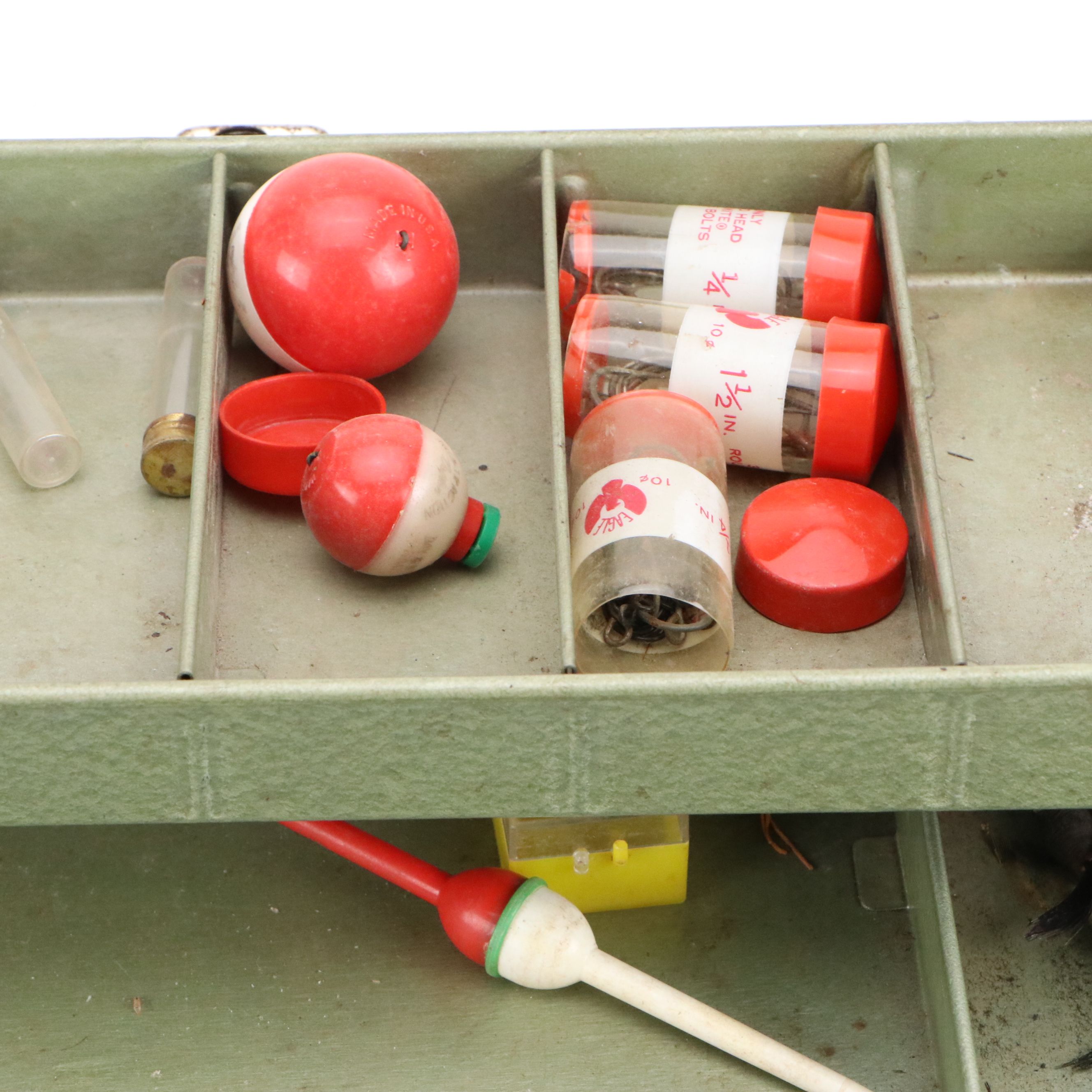 Falls City "My Buddy" Metal Tackle Box with Assorted Supplies, 1950s-1960s