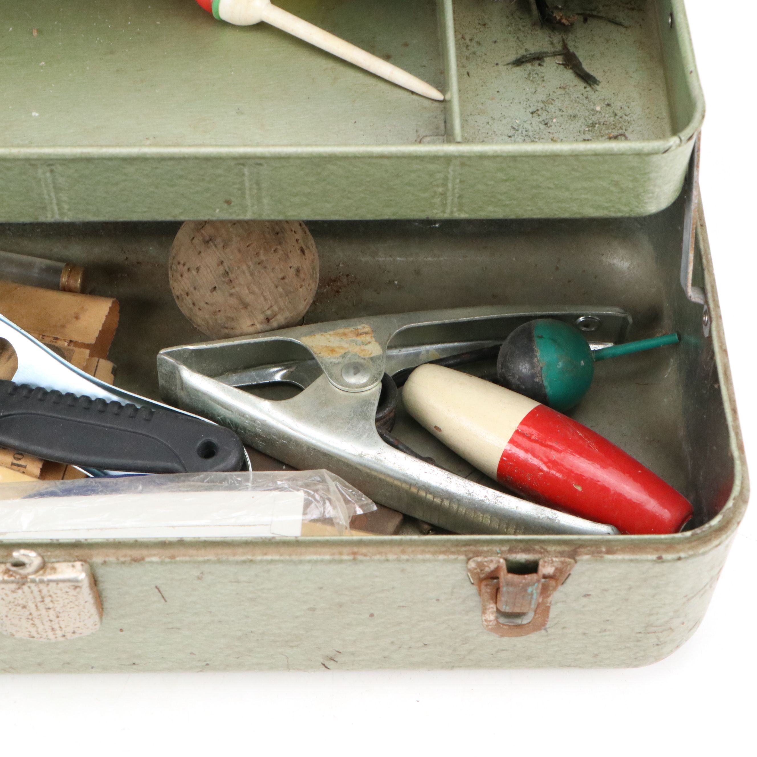 Falls City "My Buddy" Metal Tackle Box with Assorted Supplies, 1950s-1960s