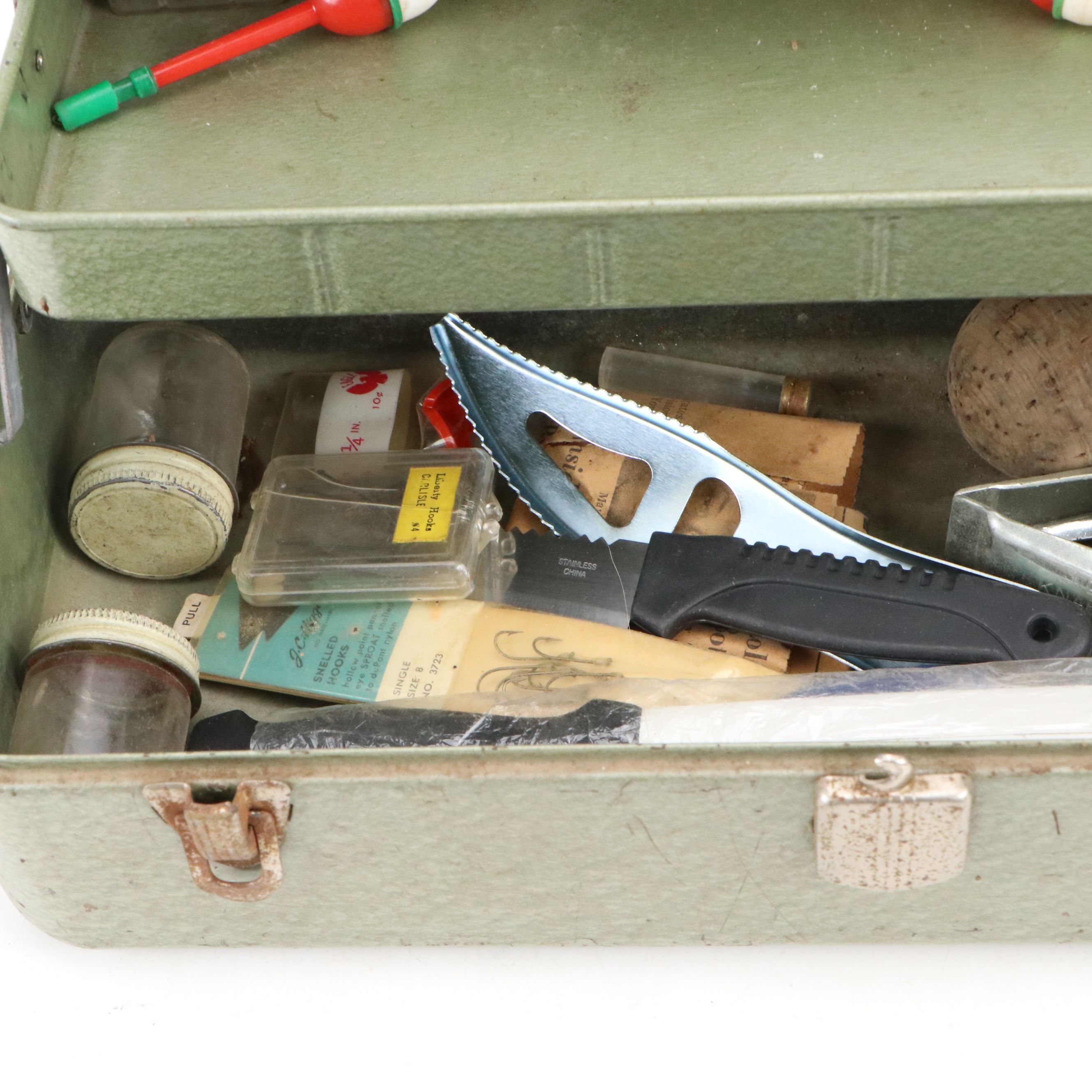 Falls City "My Buddy" Metal Tackle Box with Assorted Supplies, 1950s-1960s