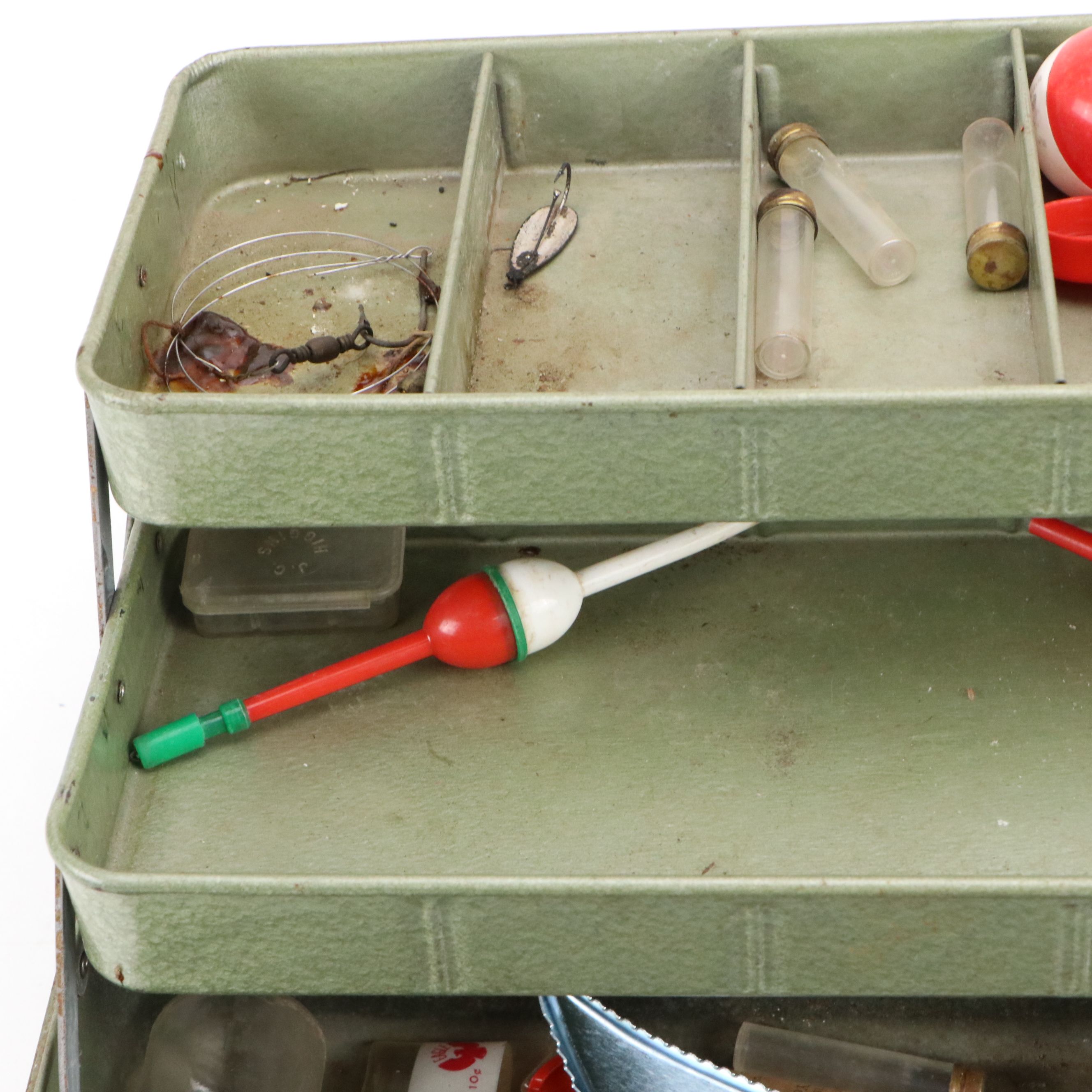 Falls City "My Buddy" Metal Tackle Box with Assorted Supplies, 1950s-1960s