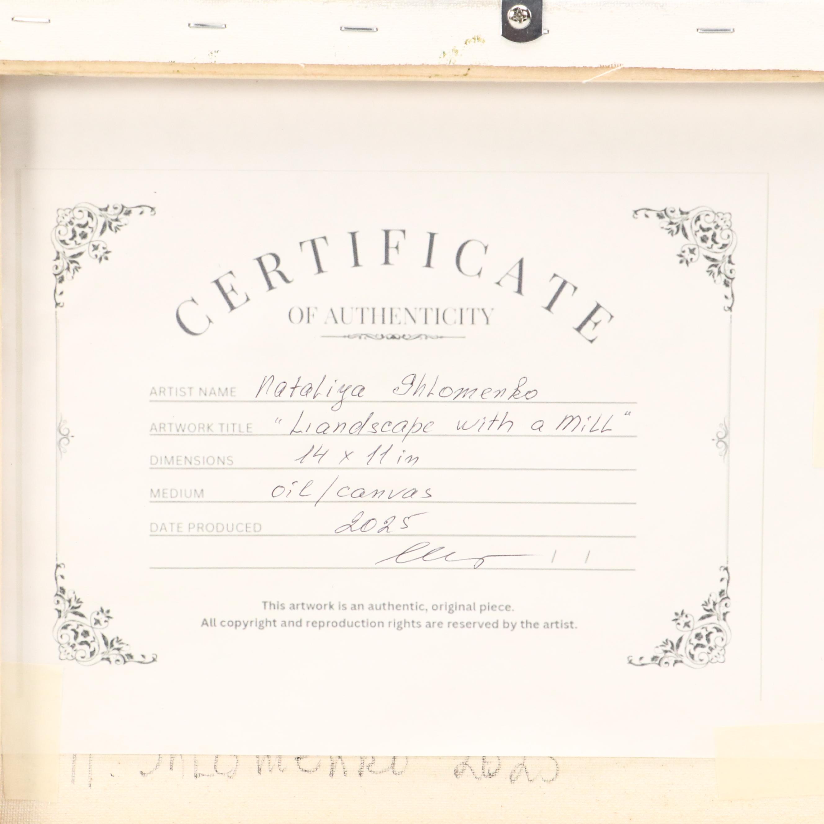 Nataliya Shlomenko Oil Painting "Landscape with a Mill," 2025