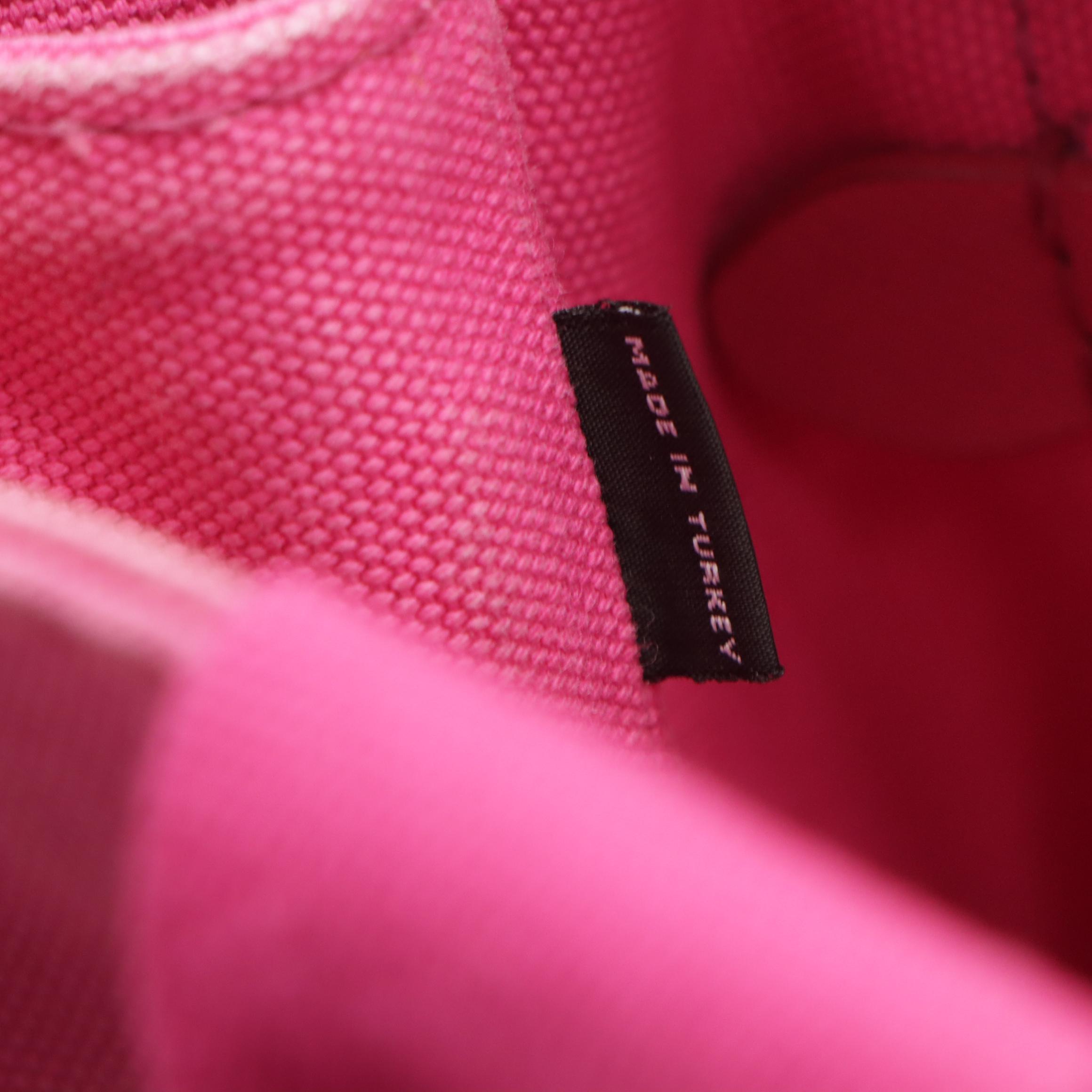 Prada Large Canapa Logo Two-Way Tote in Fuchsia Pink Canvas