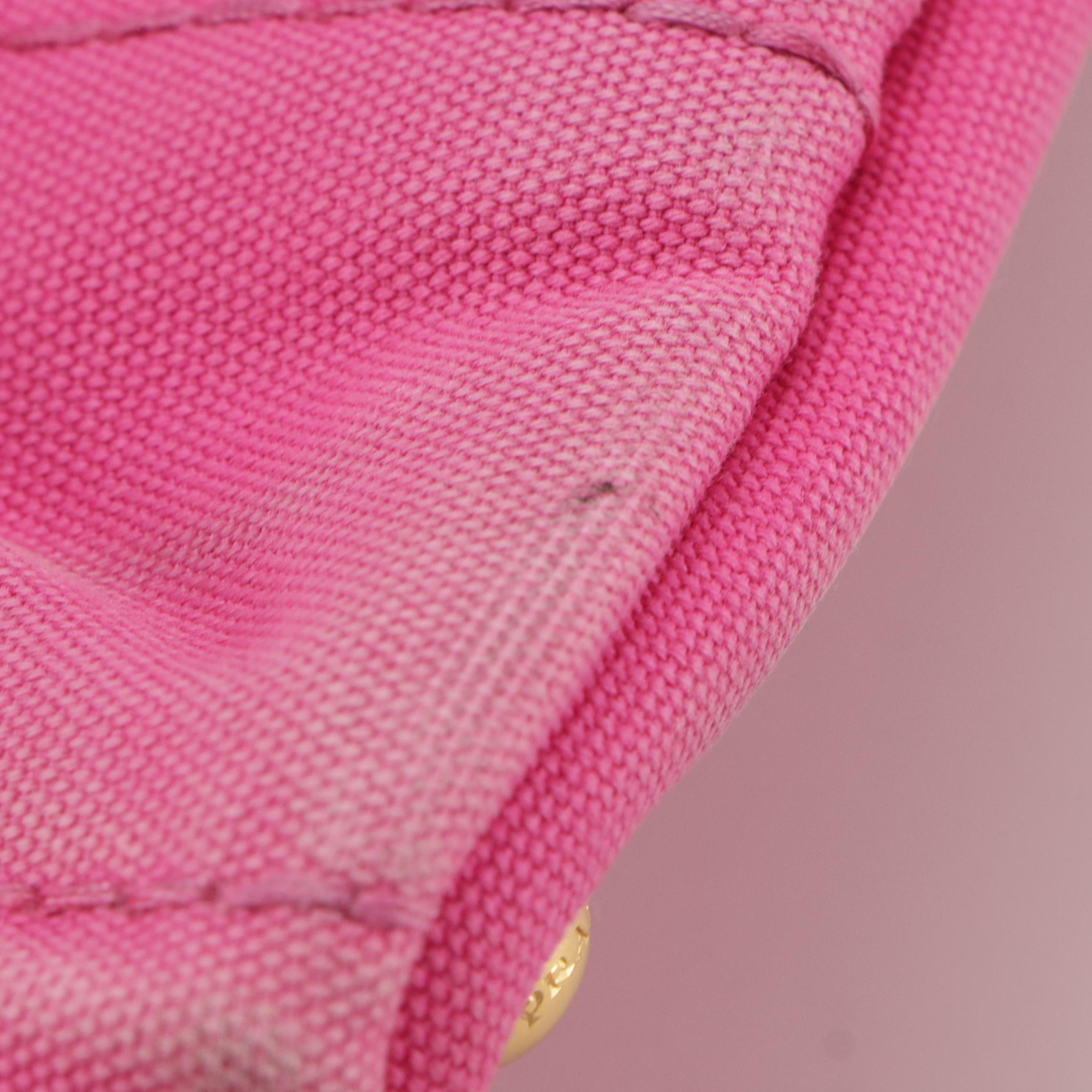 Prada Large Canapa Logo Two-Way Tote in Fuchsia Pink Canvas