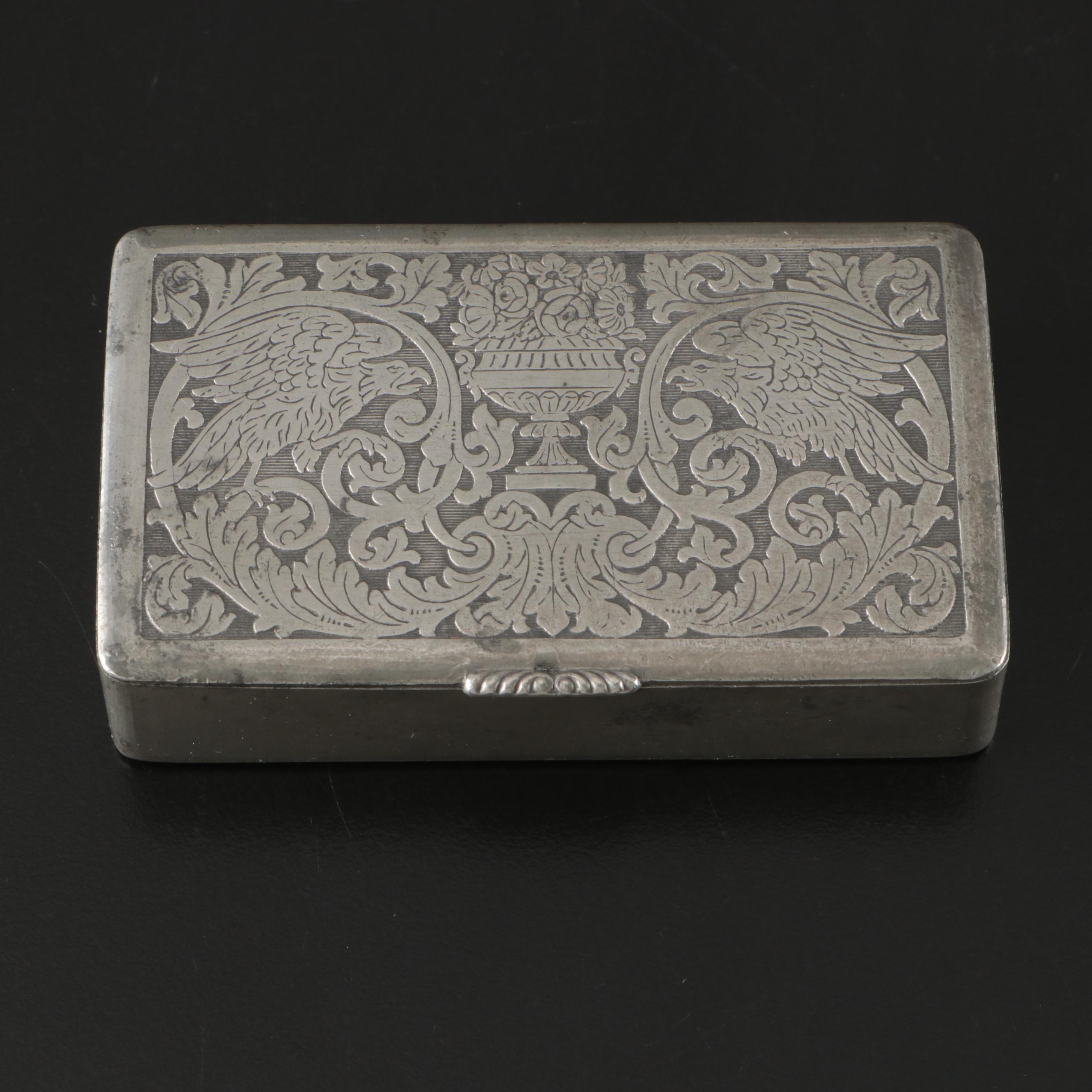 Federal Style Engraved Metal Cigarette Case