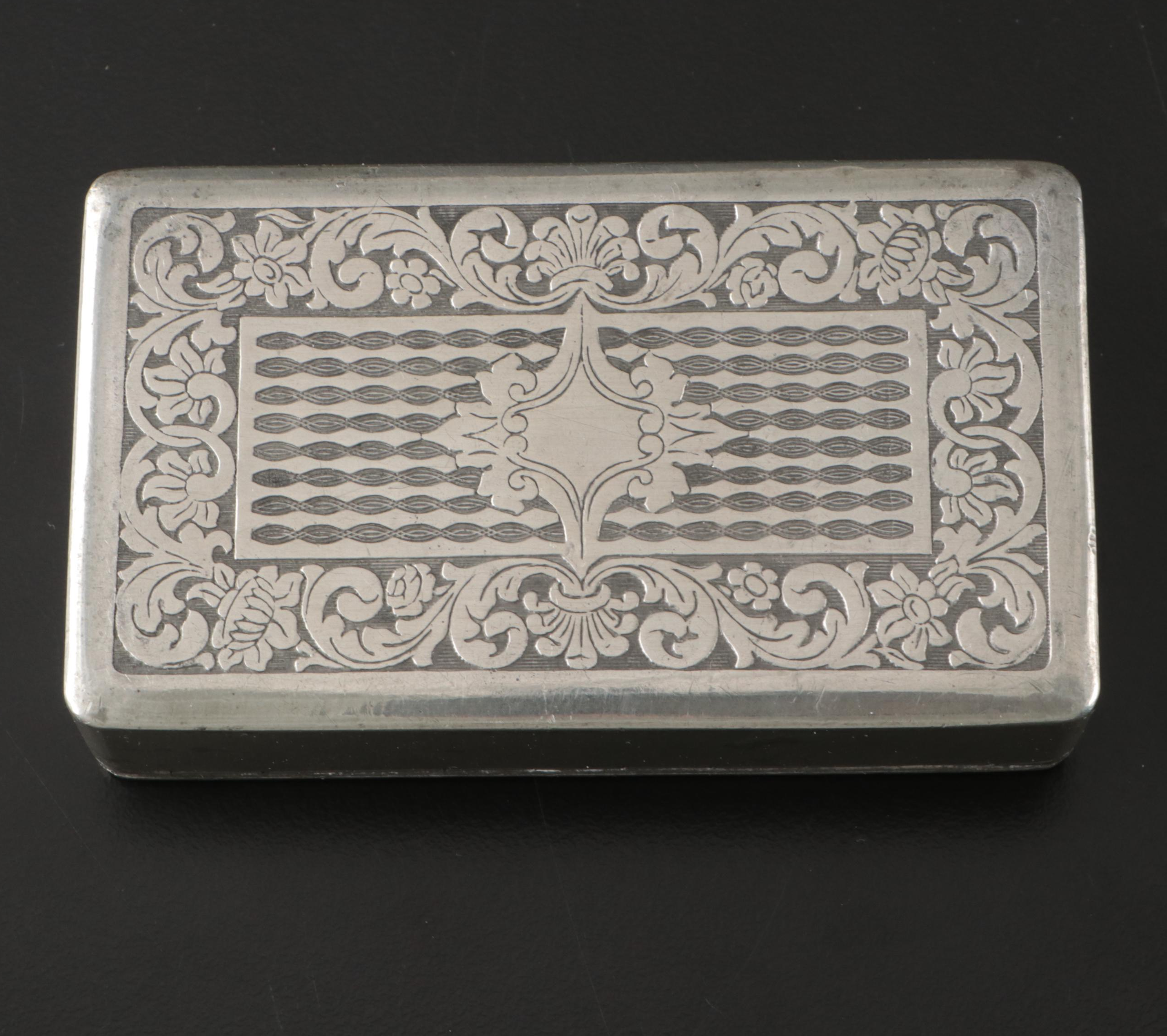 Federal Style Engraved Metal Cigarette Case