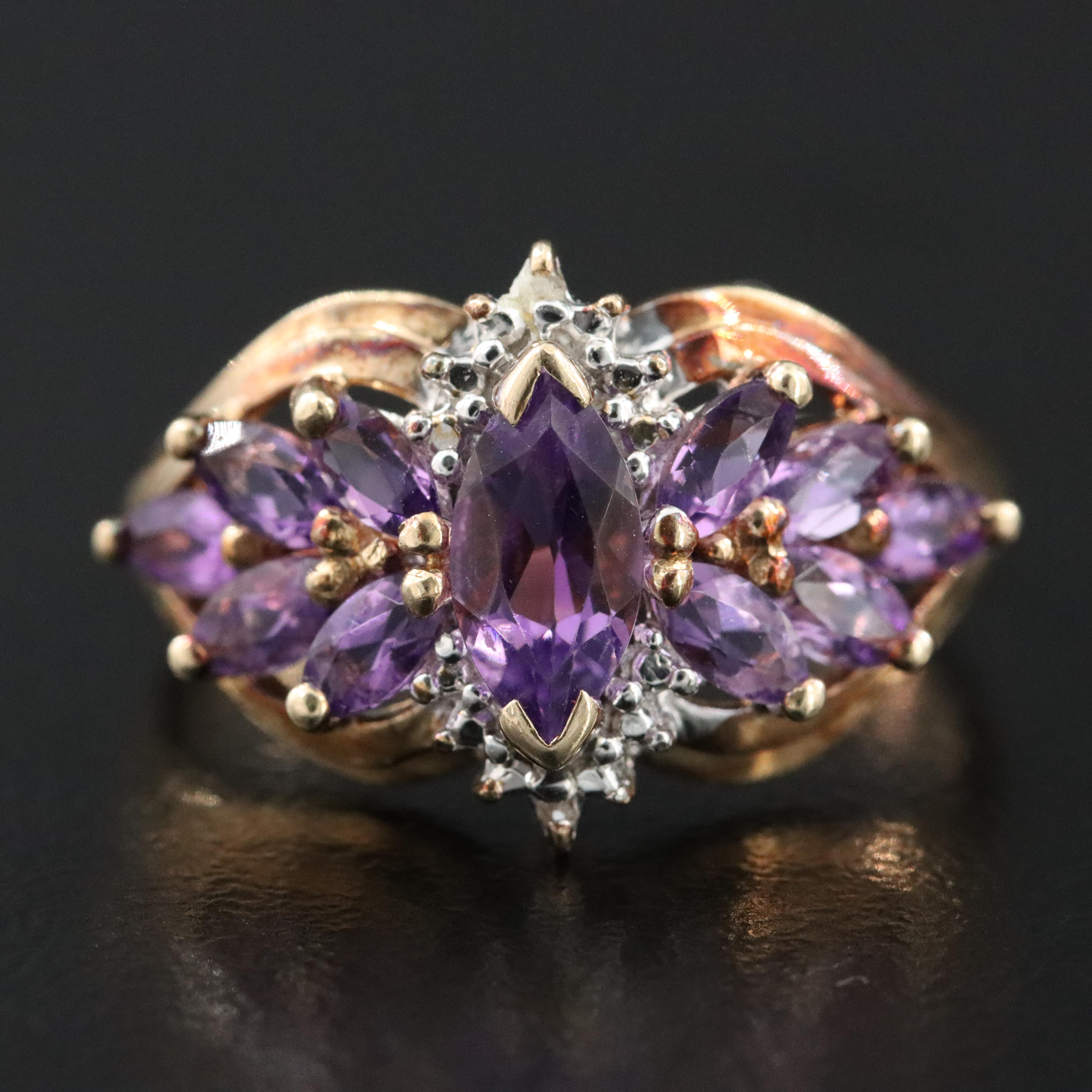 10K Amethyst and Diamond Ring