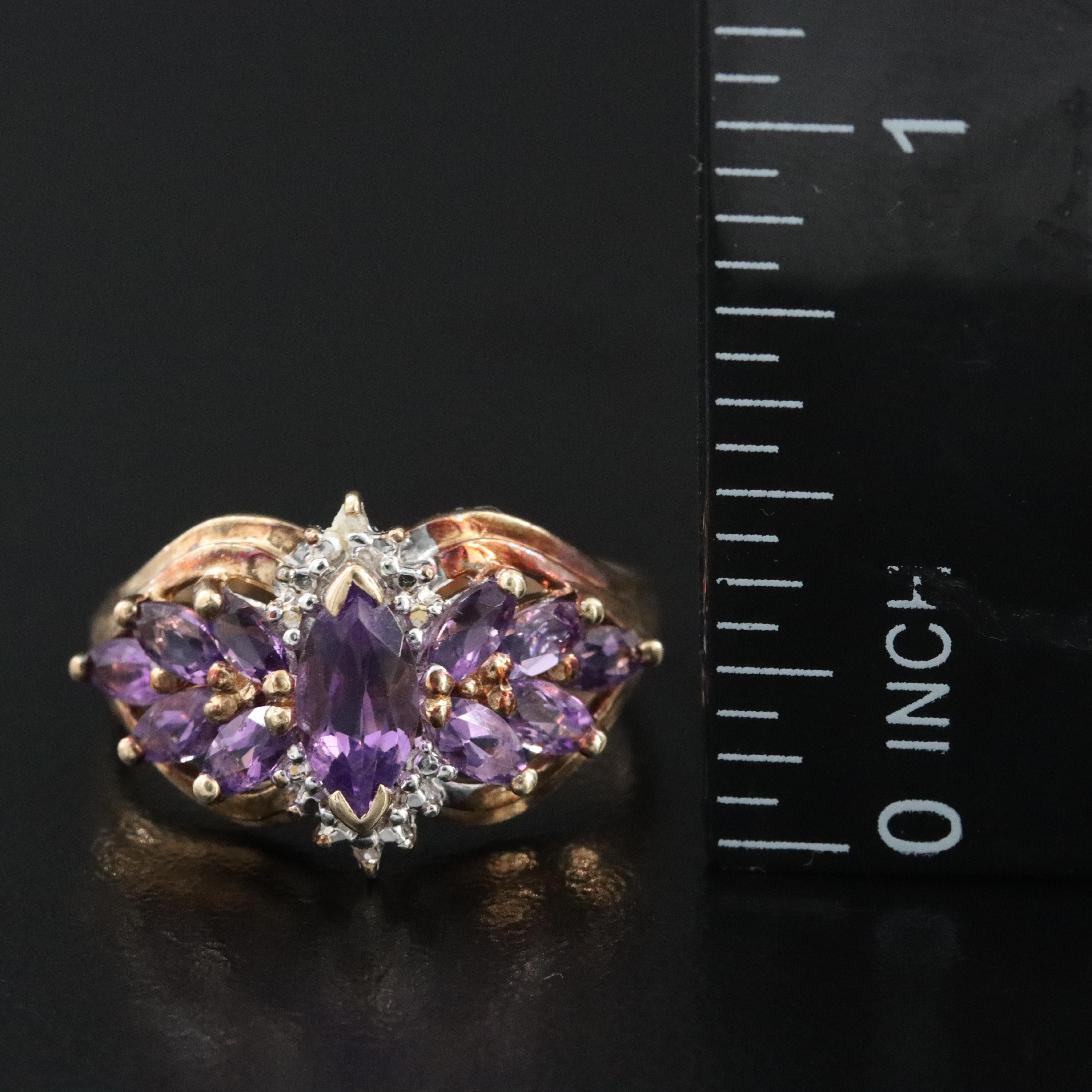 10K Amethyst and Diamond Ring