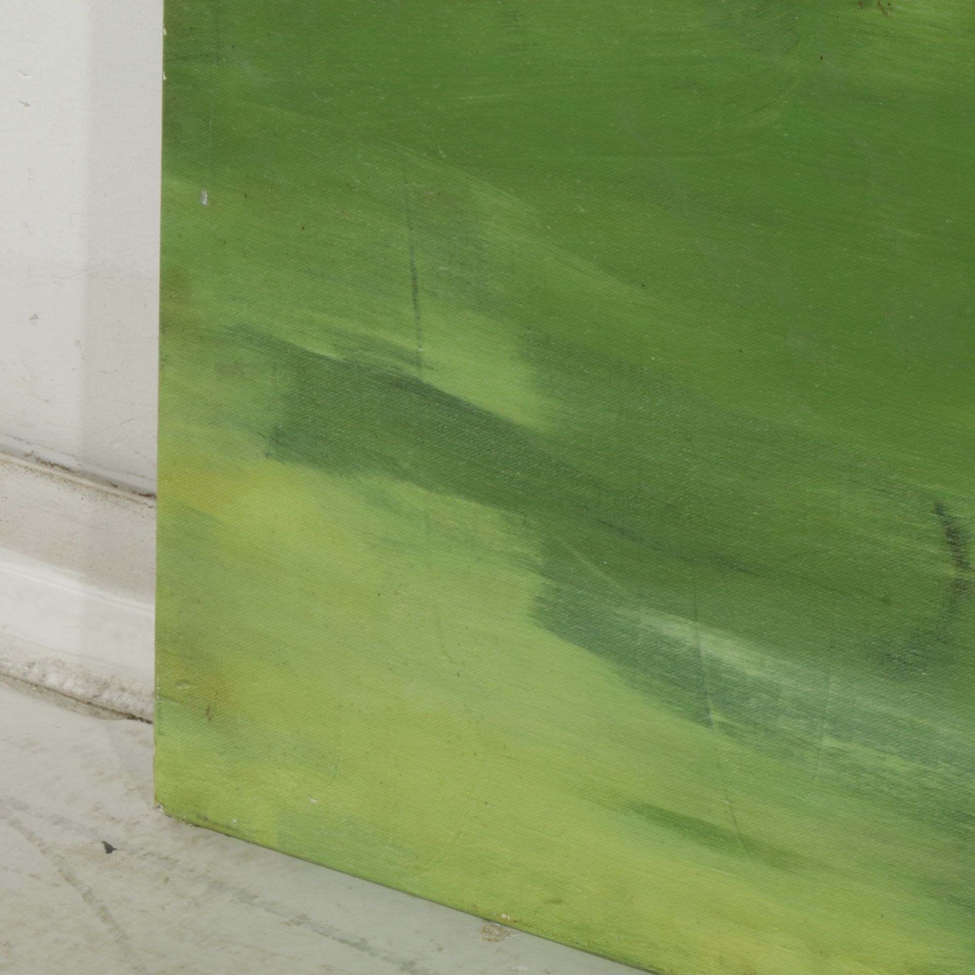 Sarah Griffith Lime Green and Orange Abstract Composition Giclee on Canvas