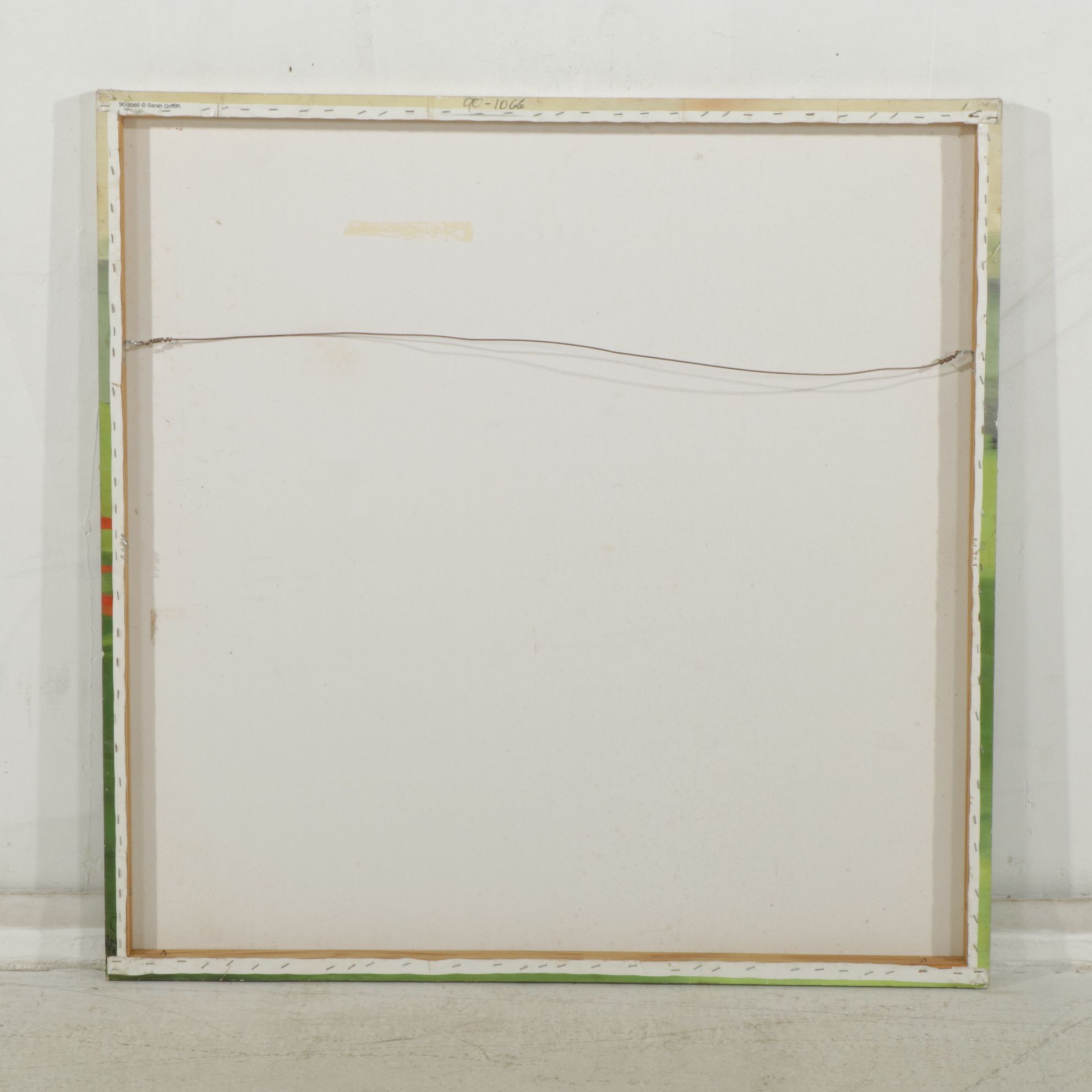 Sarah Griffith Lime Green and Orange Abstract Composition Giclee on Canvas