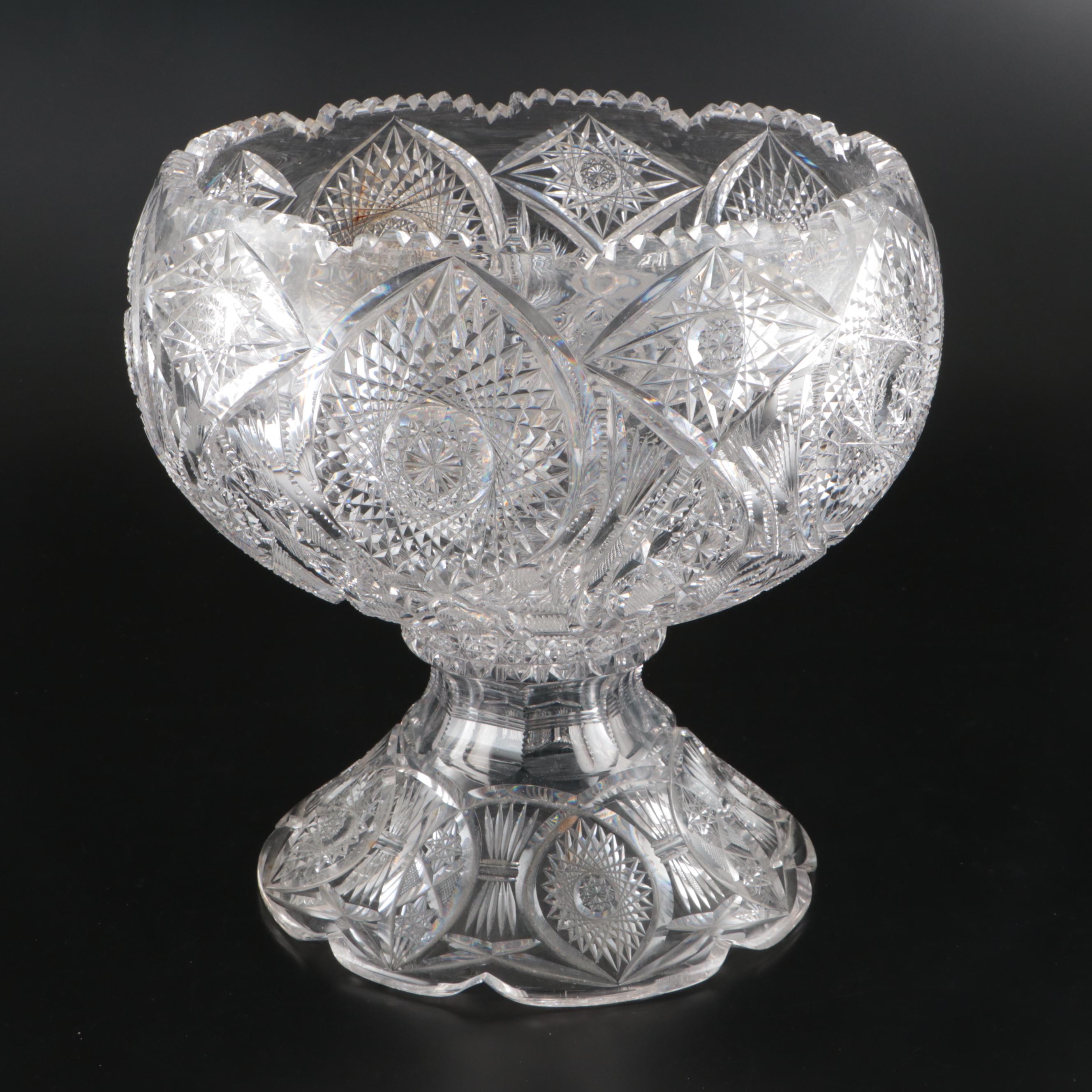 J. D. Bergen Co. Silver Plate Ladle with Crystal Pedestal Punch Bowl