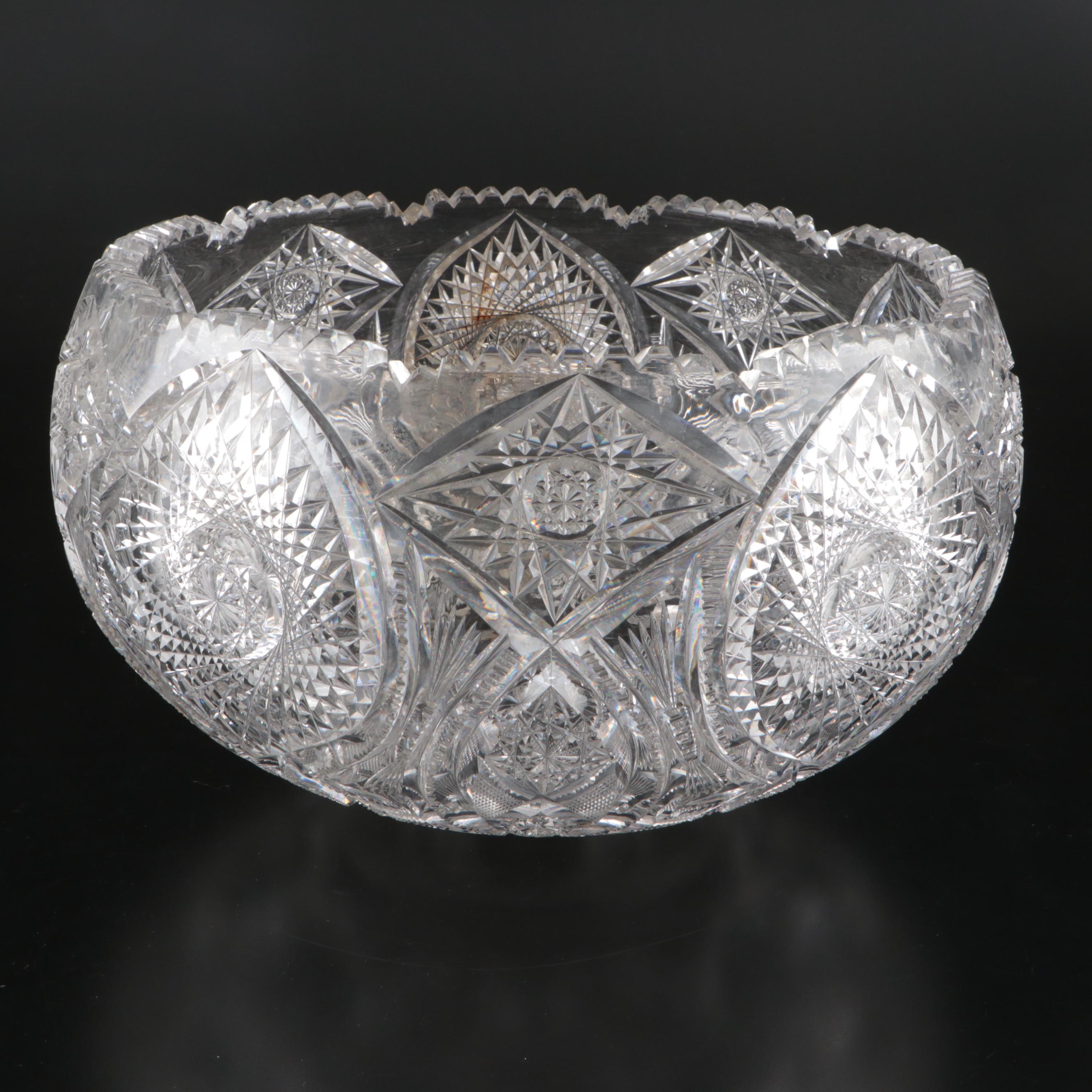 J. D. Bergen Co. Silver Plate Ladle with Crystal Pedestal Punch Bowl