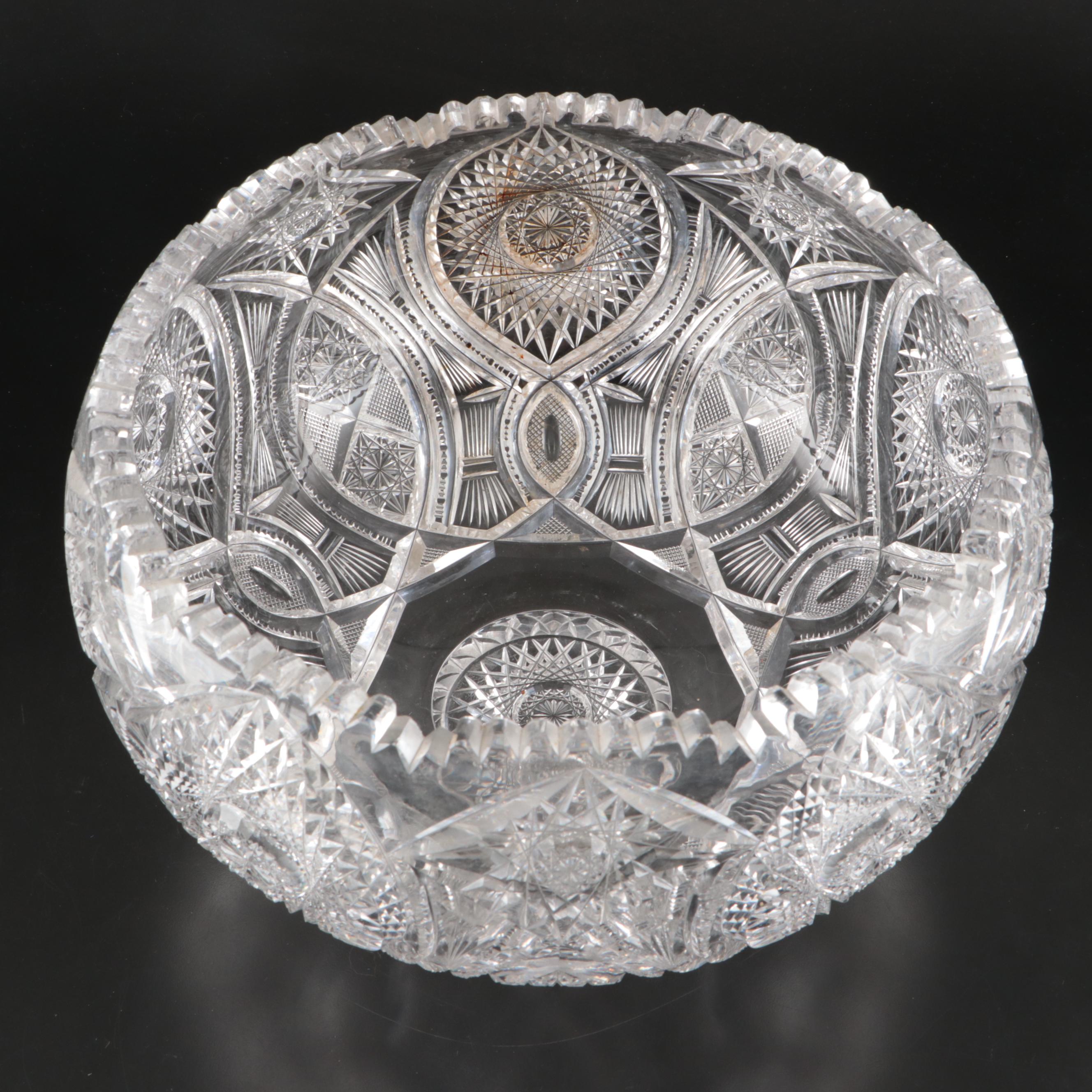 J. D. Bergen Co. Silver Plate Ladle with Crystal Pedestal Punch Bowl