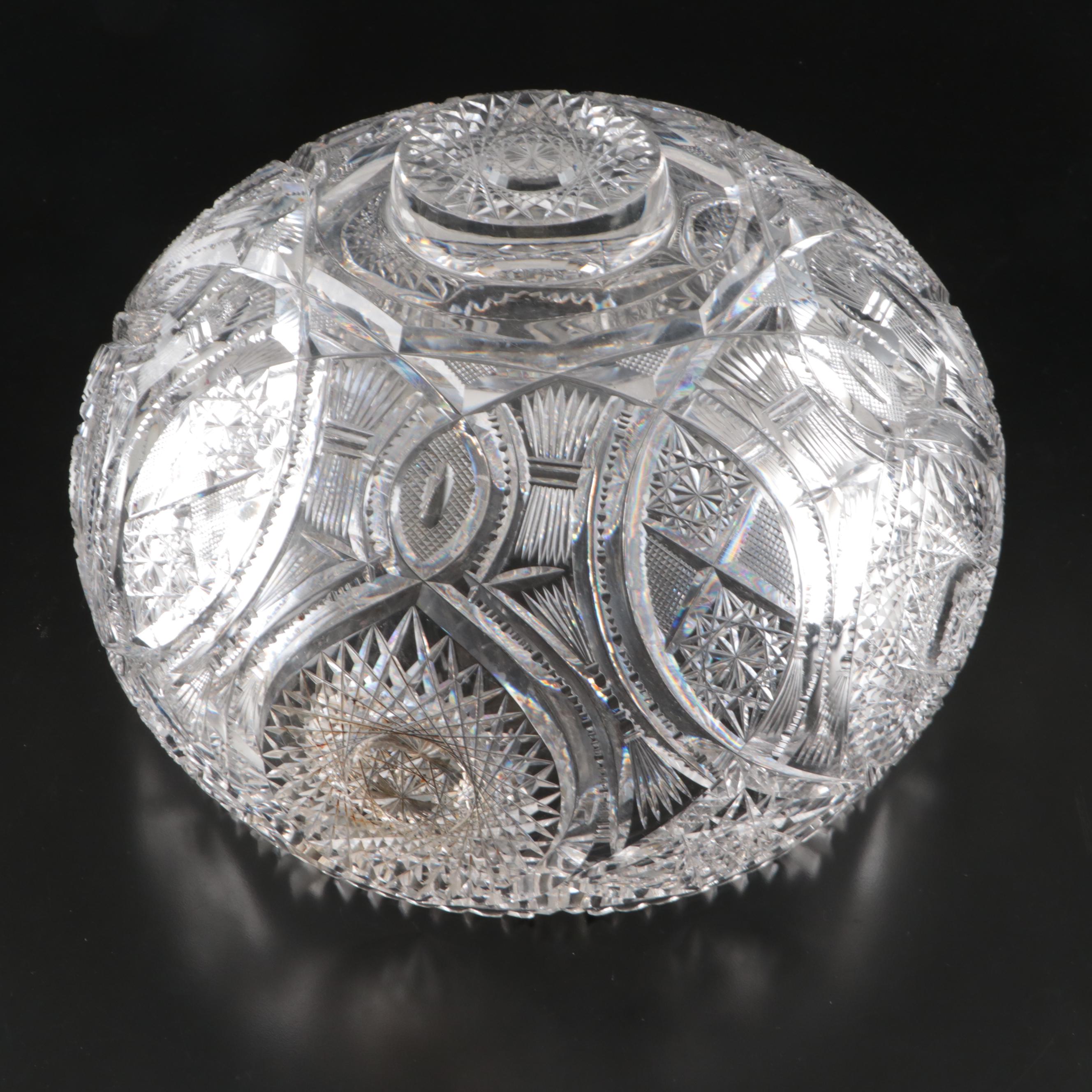 J. D. Bergen Co. Silver Plate Ladle with Crystal Pedestal Punch Bowl