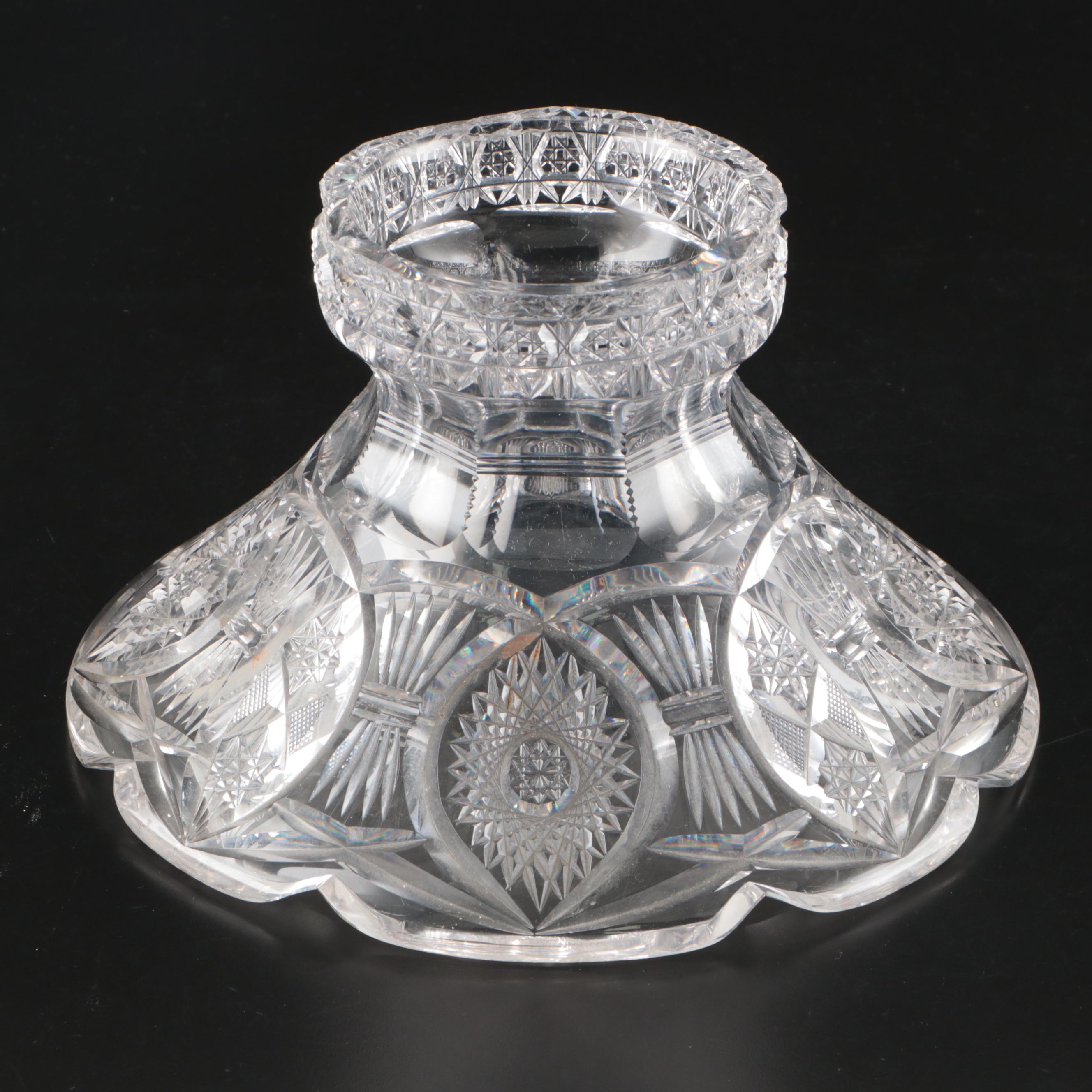 J. D. Bergen Co. Silver Plate Ladle with Crystal Pedestal Punch Bowl