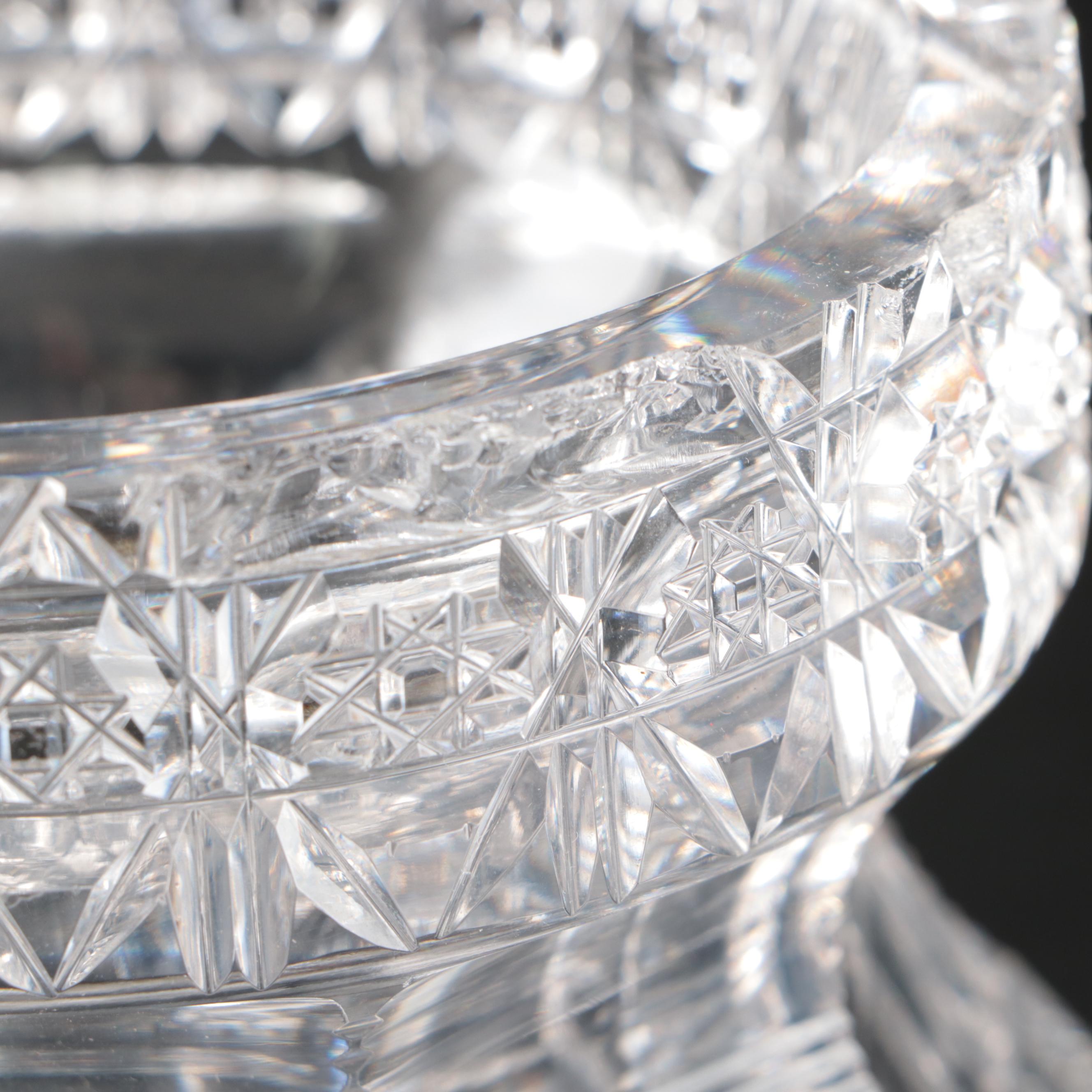 J. D. Bergen Co. Silver Plate Ladle with Crystal Pedestal Punch Bowl