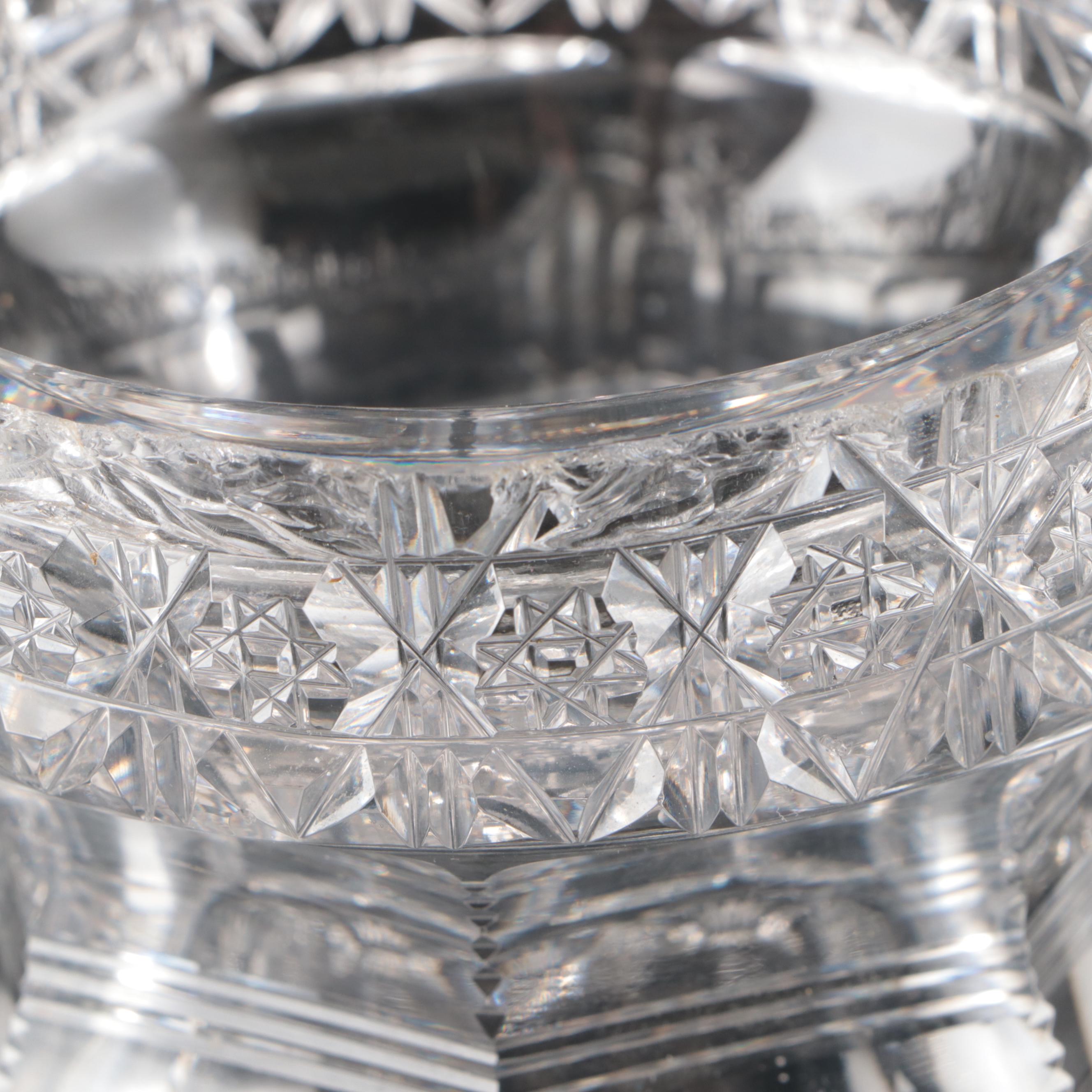 J. D. Bergen Co. Silver Plate Ladle with Crystal Pedestal Punch Bowl