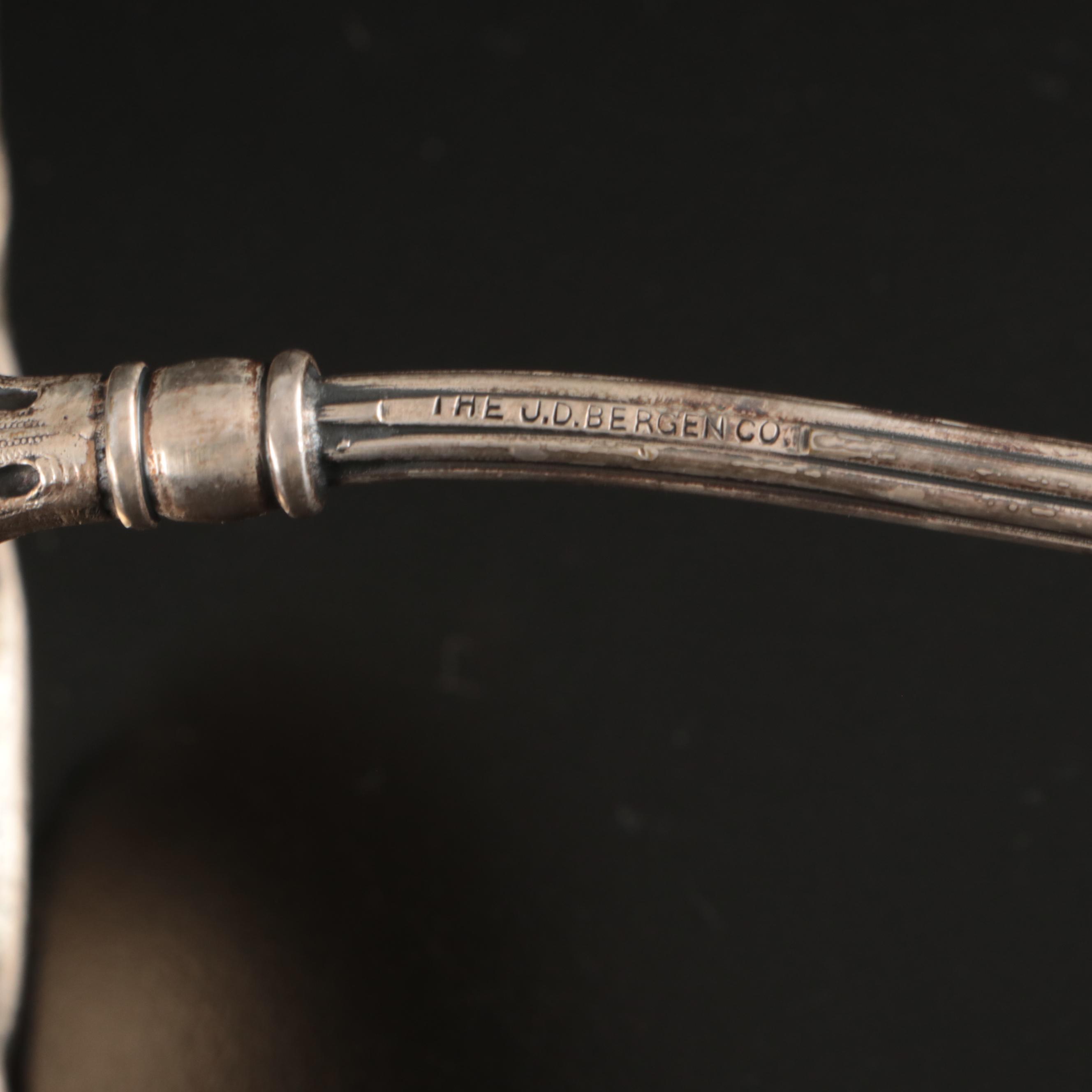 J. D. Bergen Co. Silver Plate Ladle with Crystal Pedestal Punch Bowl