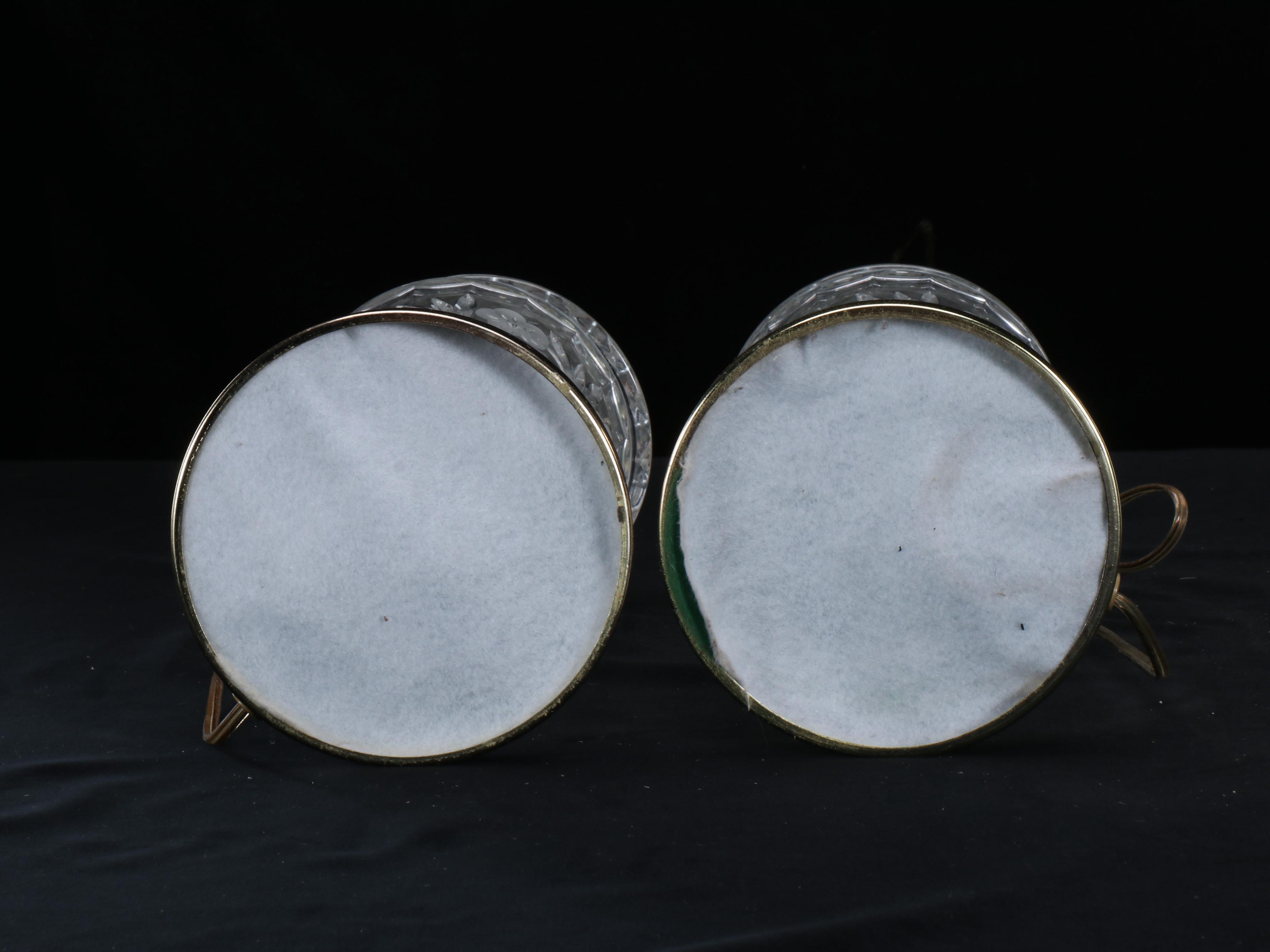 Pair of Victorian Style Glass Table Lamps with Pleated Shades, Vintage