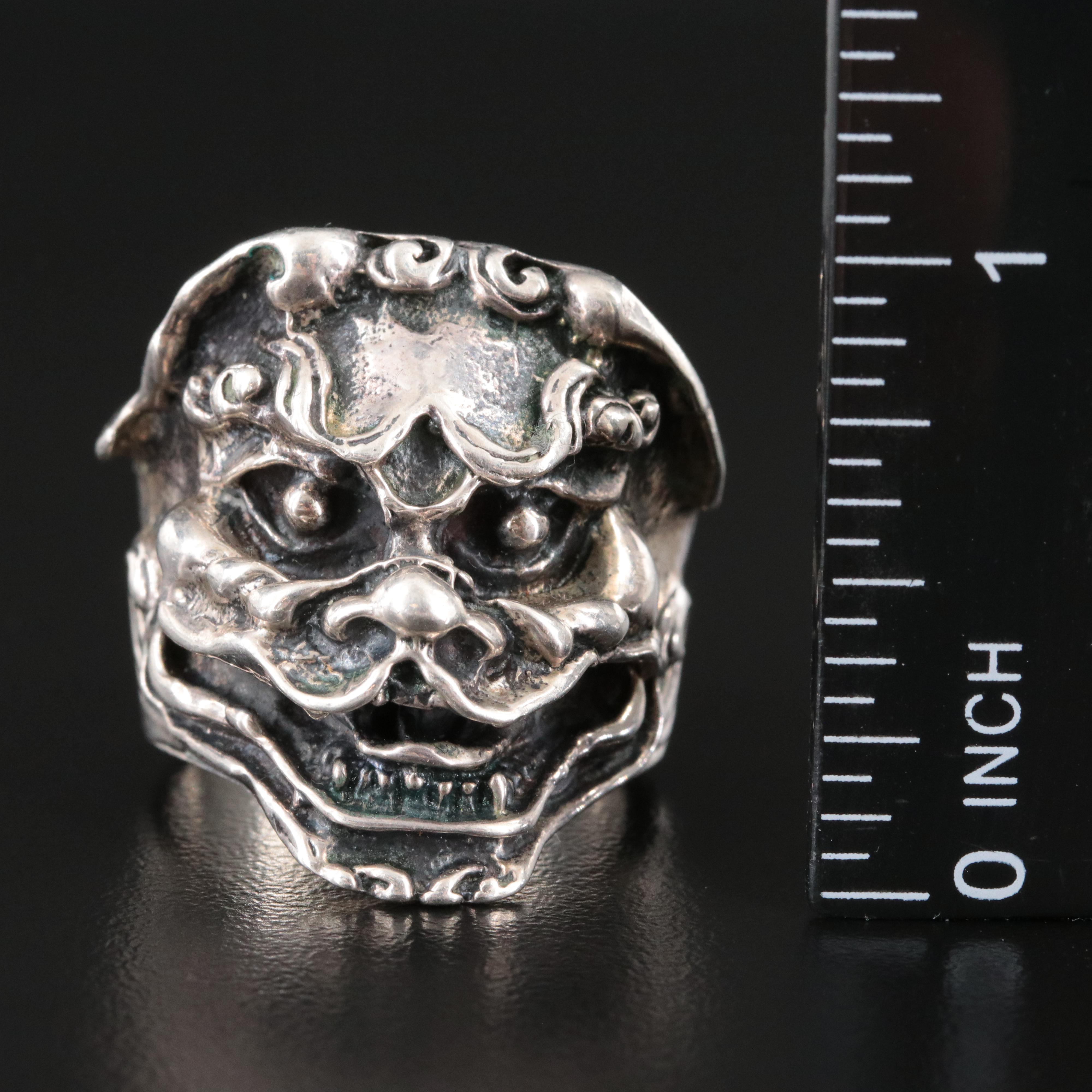 Sterling Guardian Lion Head Ring