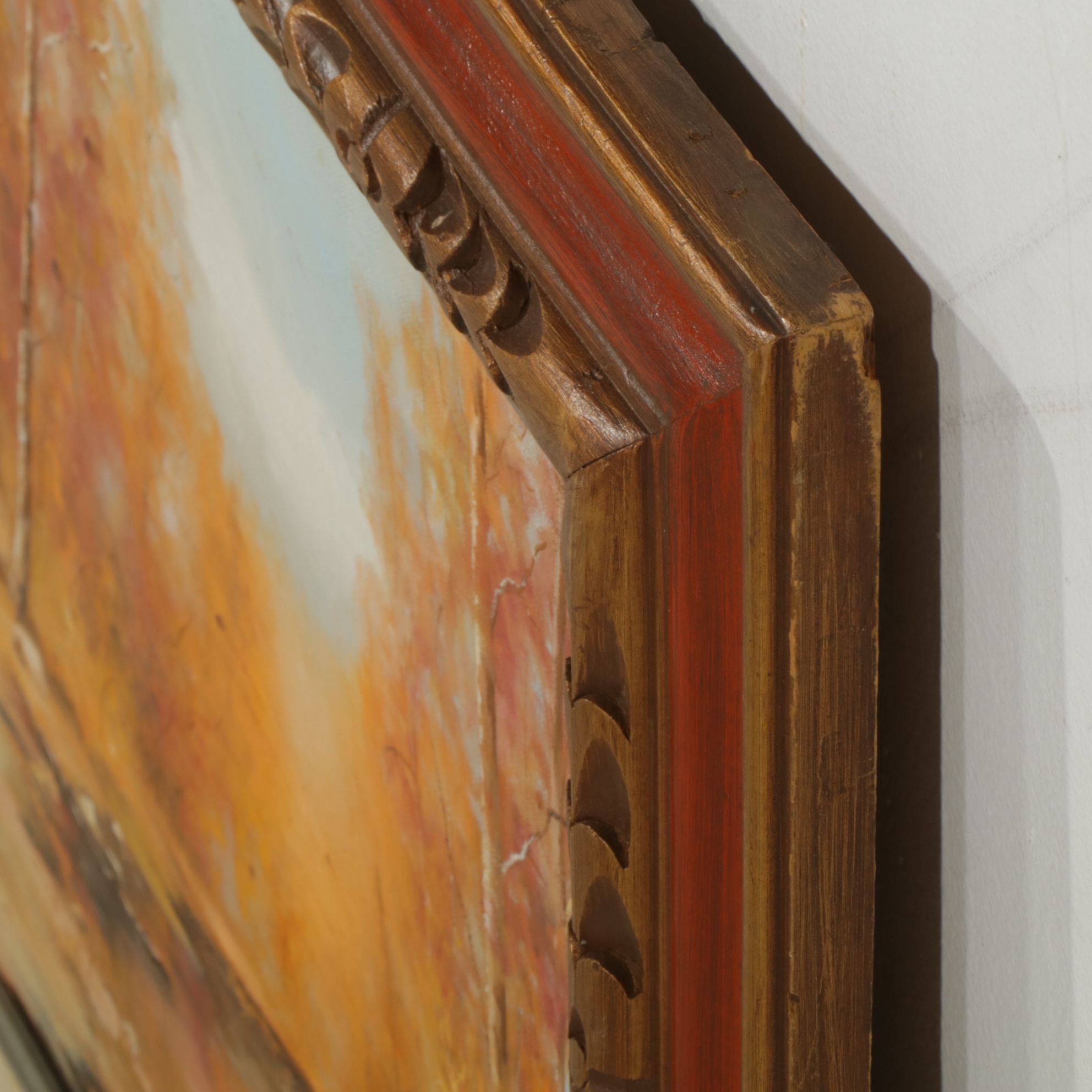 Serene Autumn Riverbed Landscape Oil Painting, Late 20th to Early 21st Century