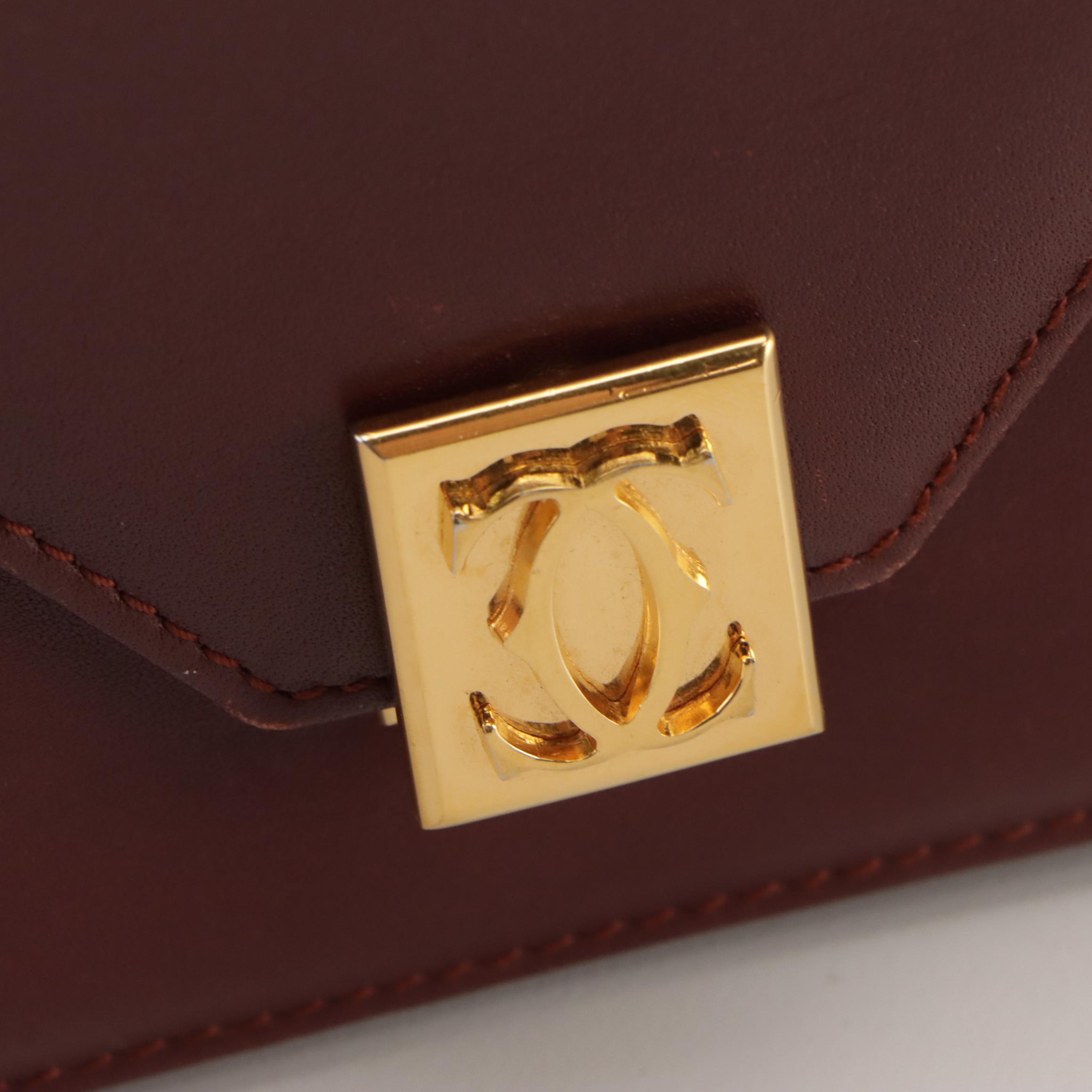 Cartier Must de Cartier Envelope Flap Shoulder Bag in Burgundy Leather