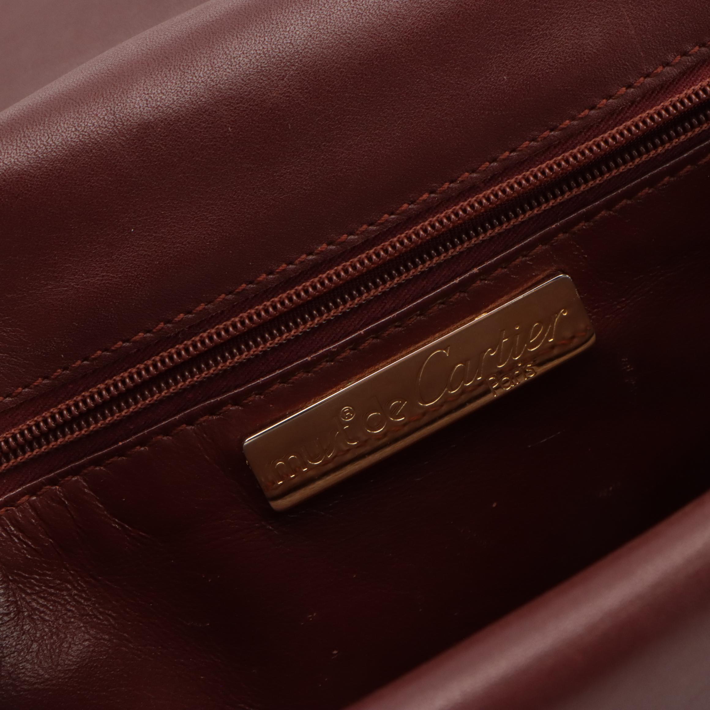 Cartier Must de Cartier Envelope Flap Shoulder Bag in Burgundy Leather