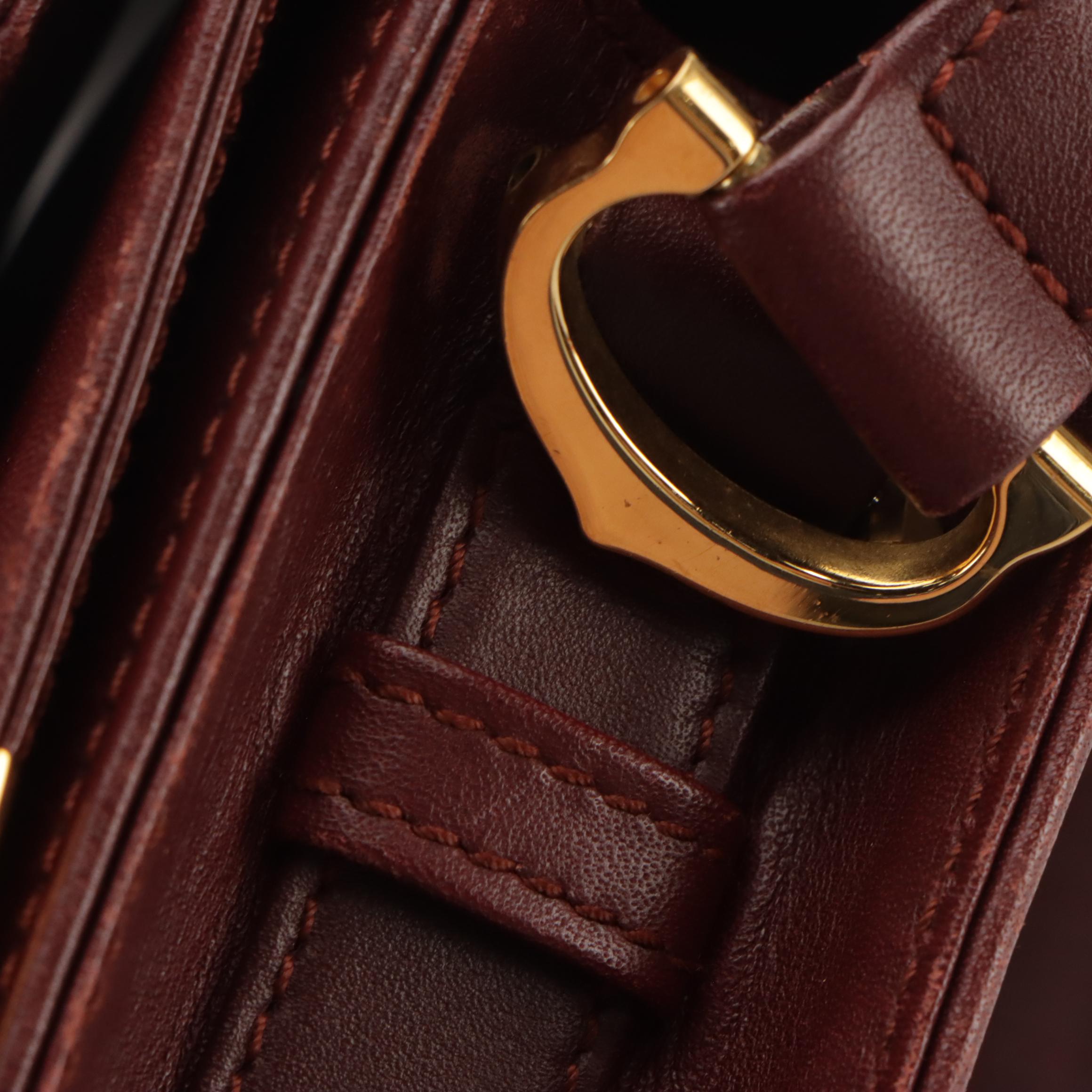 Cartier Must de Cartier Envelope Flap Shoulder Bag in Burgundy Leather