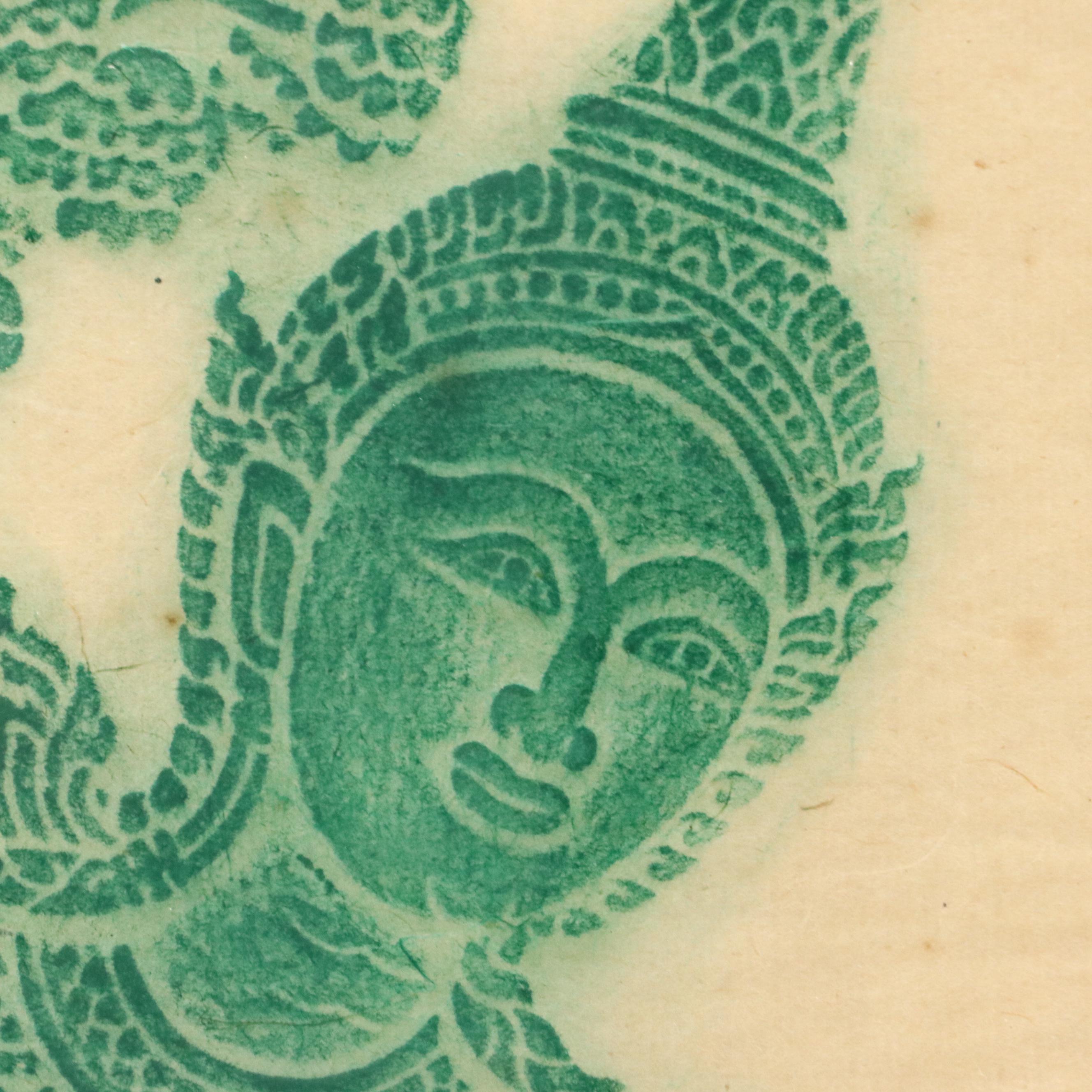 Thai School Pigment on Rice Paper Temple Rubbings