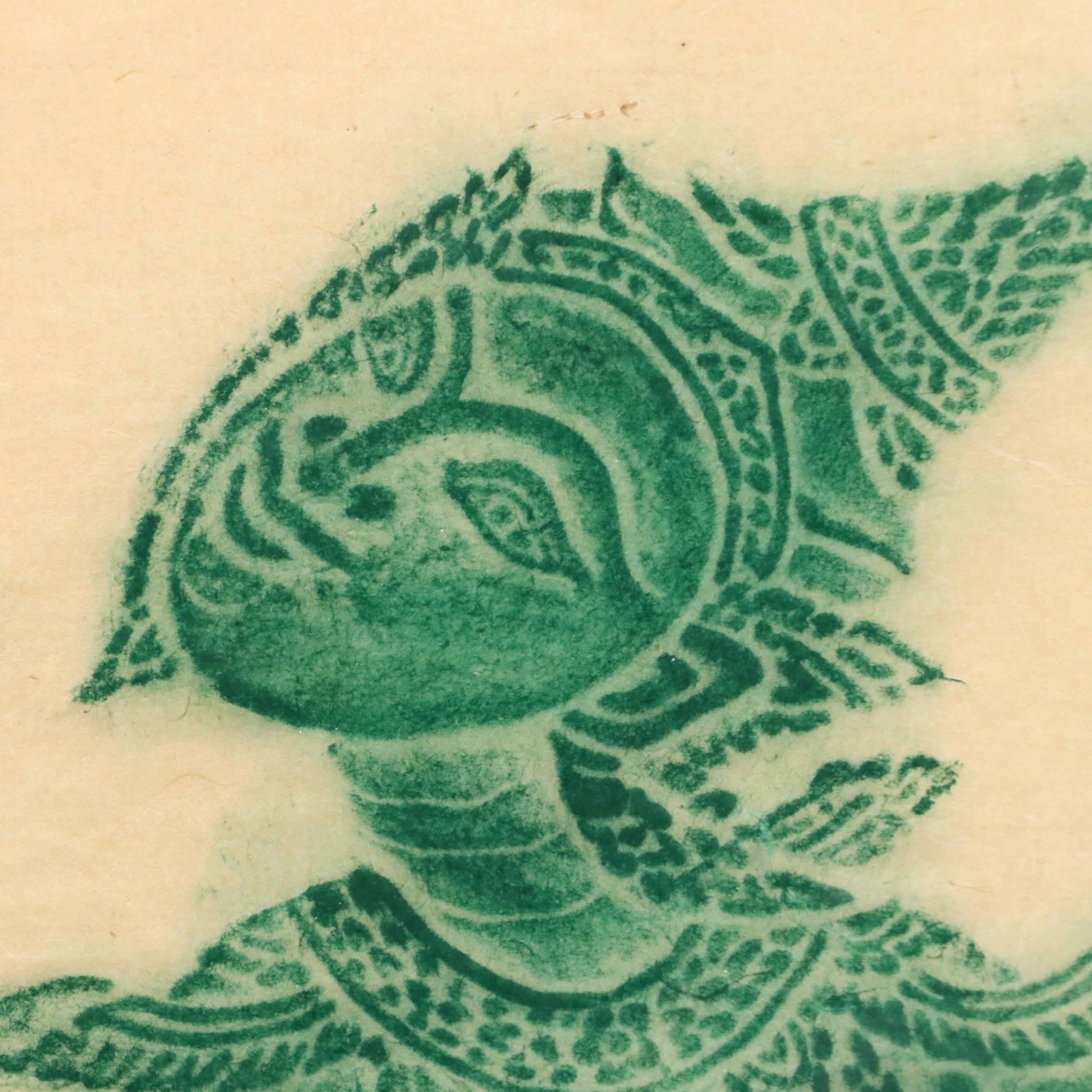 Thai School Pigment on Rice Paper Temple Rubbings