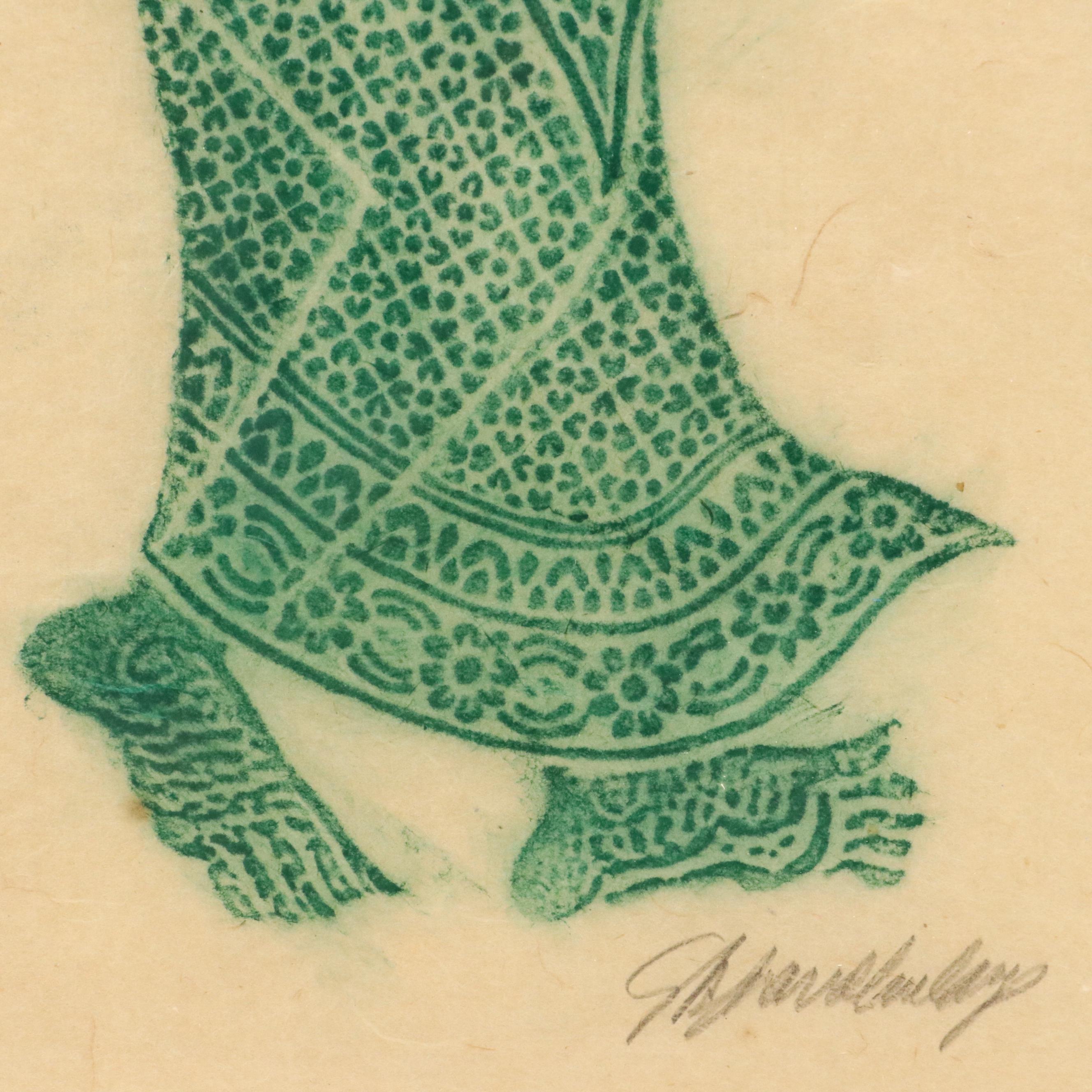 Thai School Pigment on Rice Paper Temple Rubbings